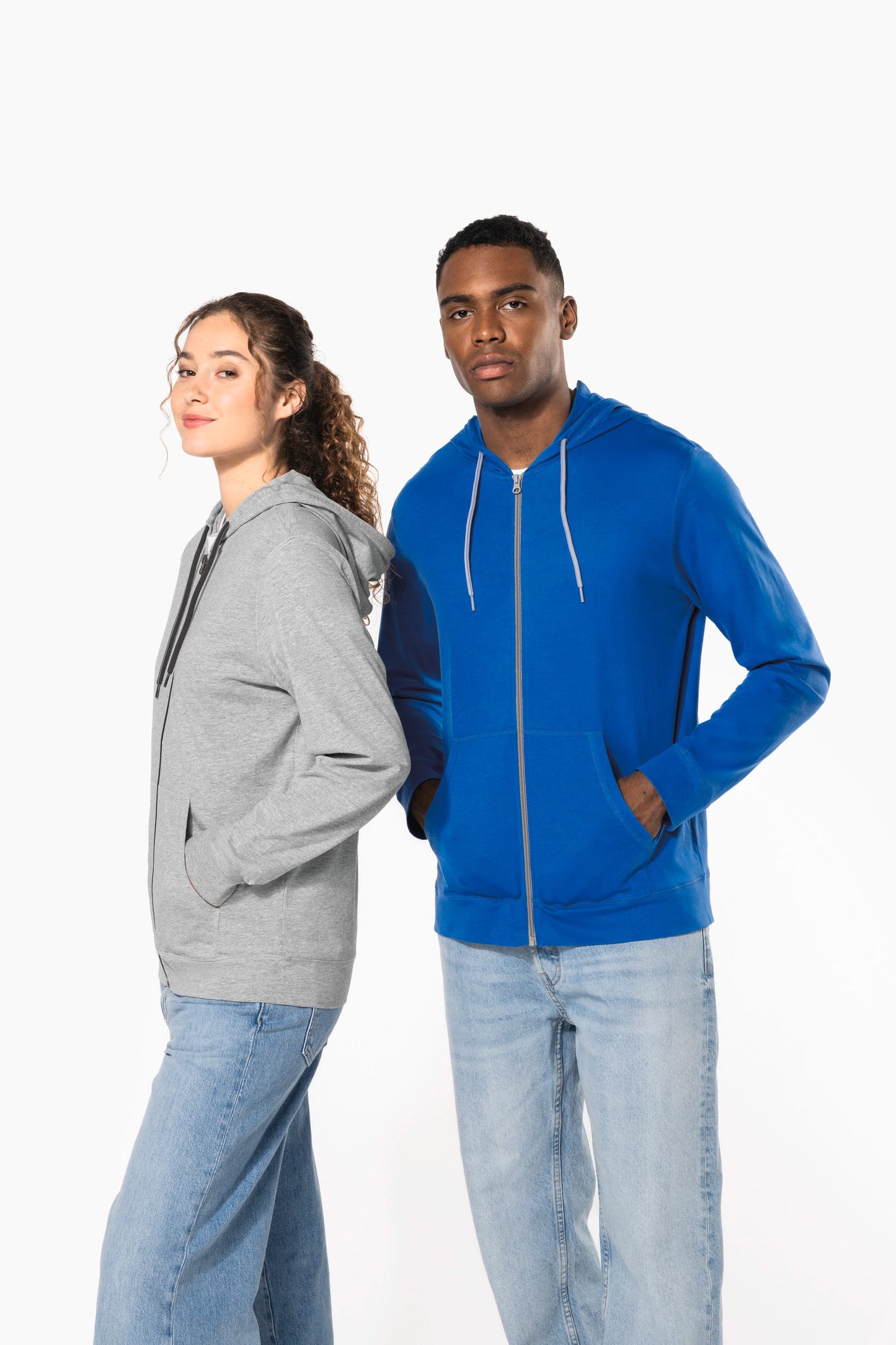 K438 - Felpa leggera in cotone con cappuccio
