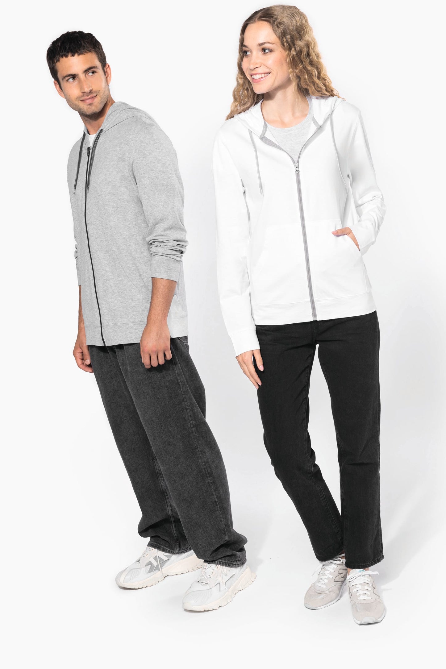 K438 - Felpa leggera in cotone con cappuccio