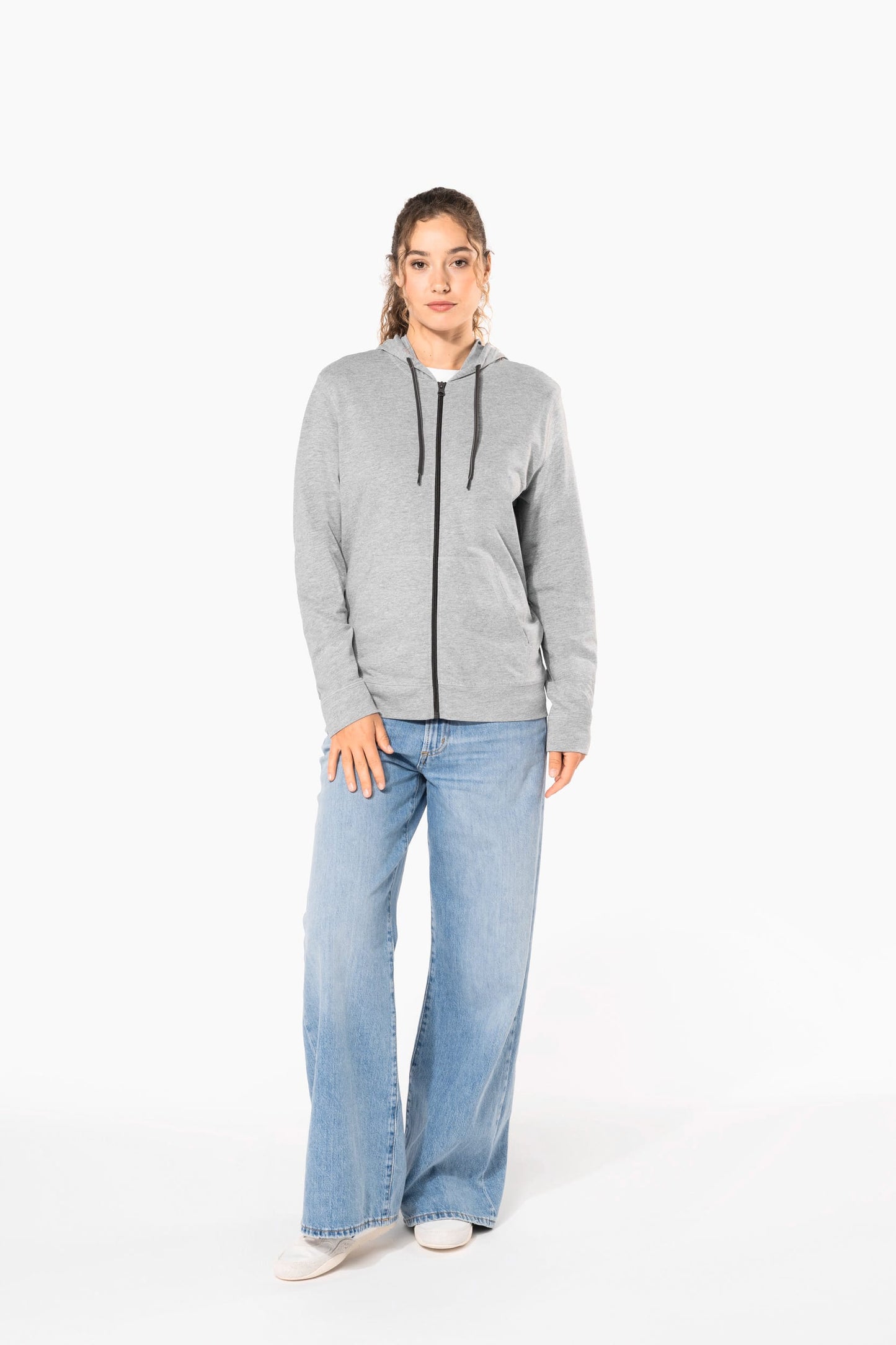 K438 - Felpa leggera in cotone con cappuccio