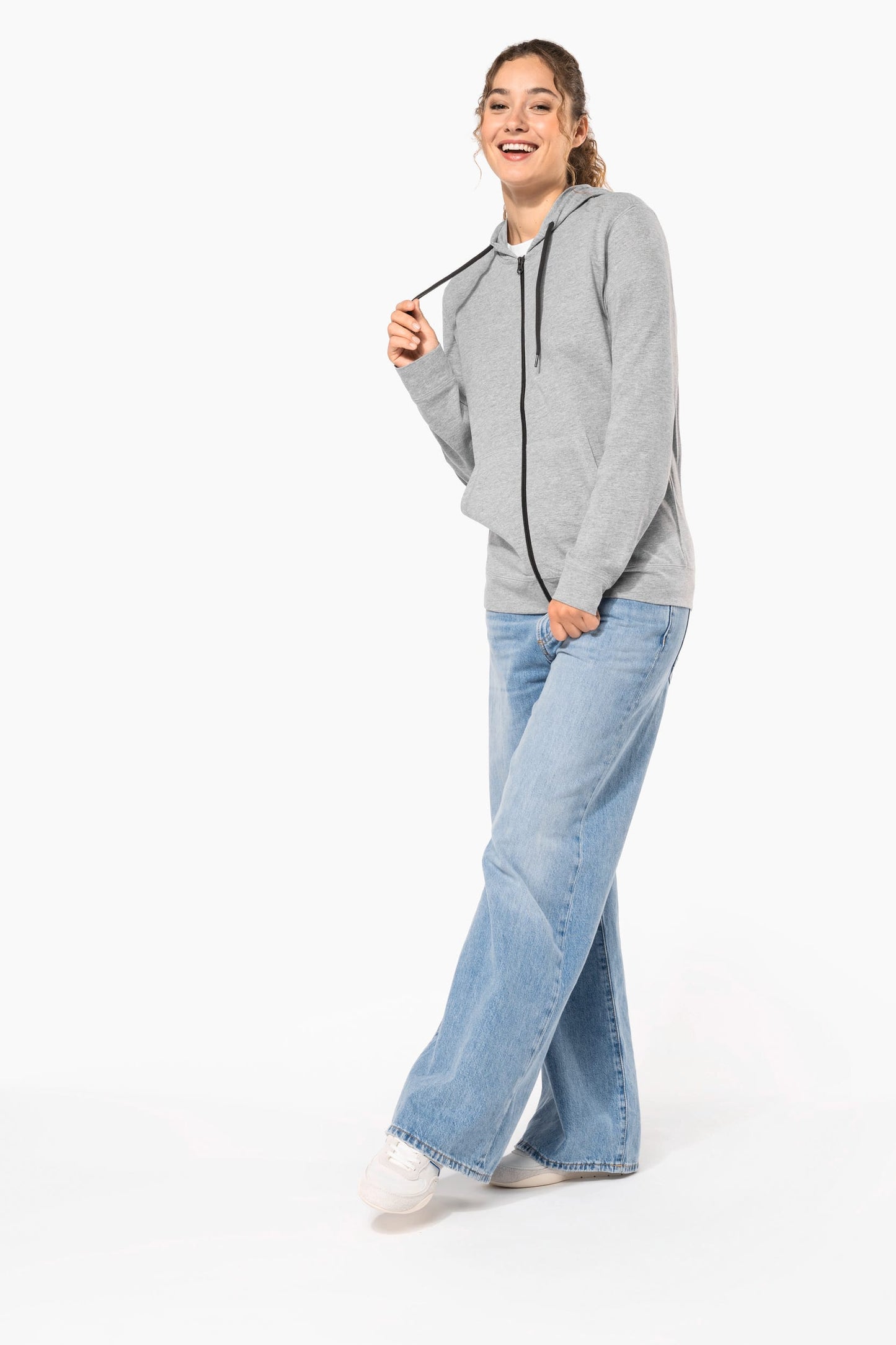K438 - Felpa leggera in cotone con cappuccio
