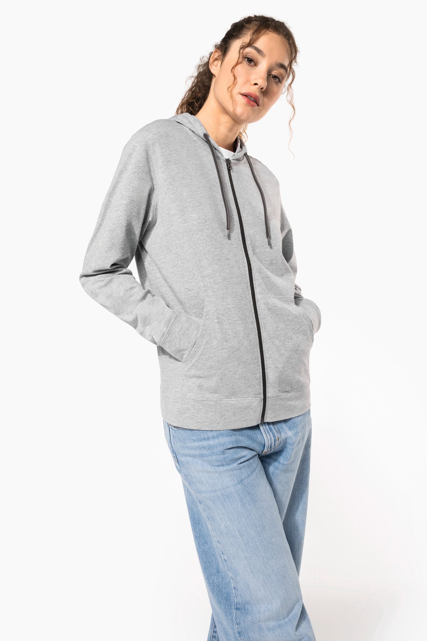 K438 - Felpa leggera in cotone con cappuccio