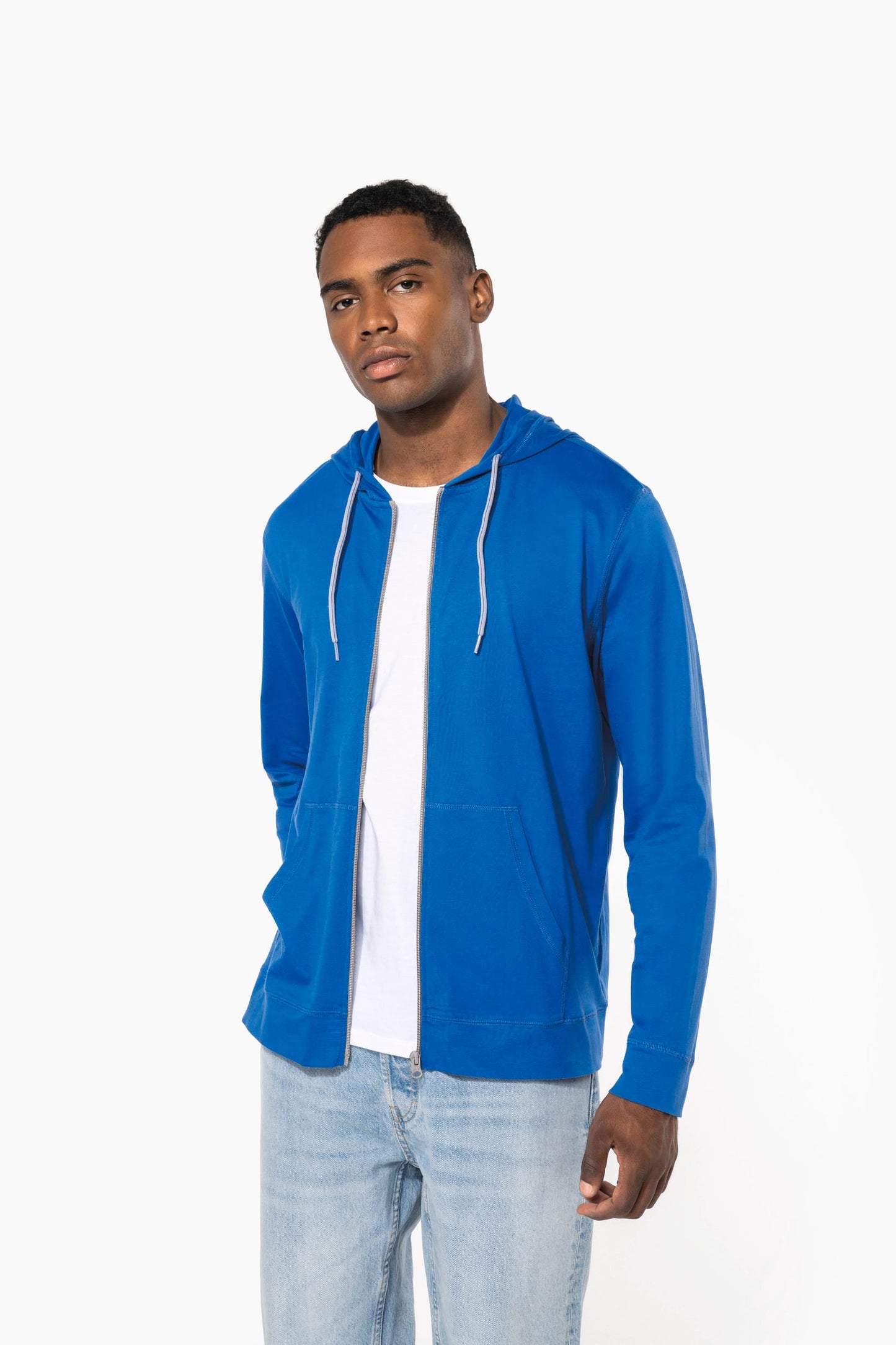 K438 - Felpa leggera in cotone con cappuccio