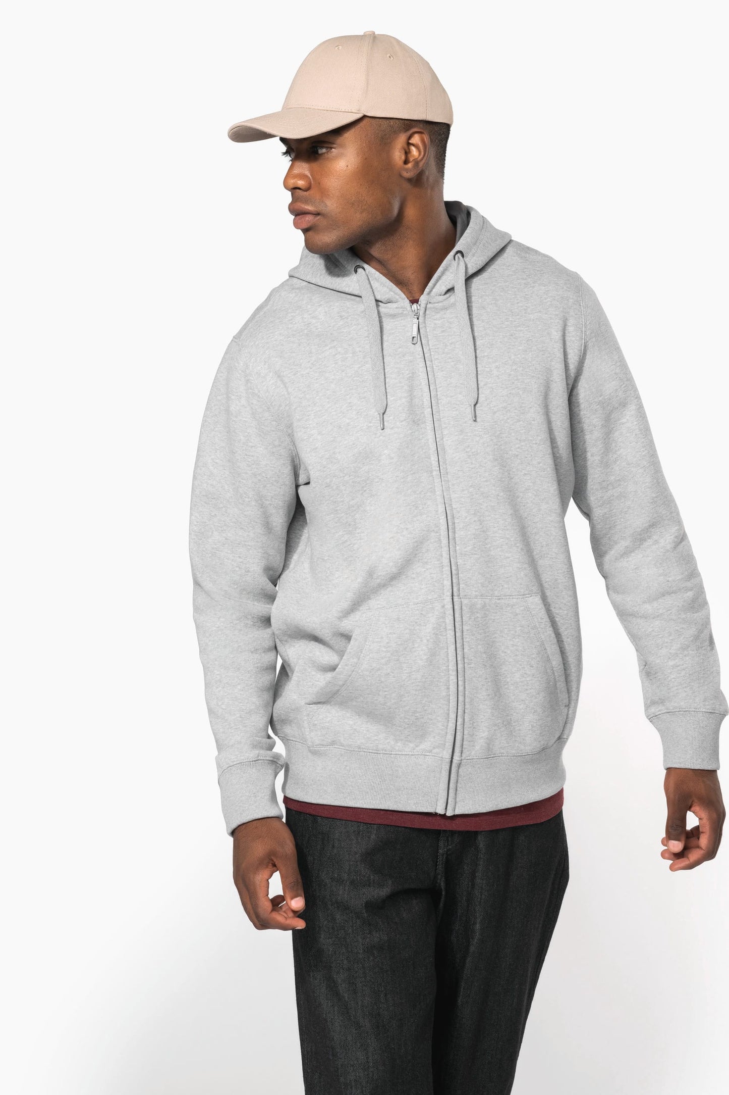 K444C - Felpa con cappuccio full zip