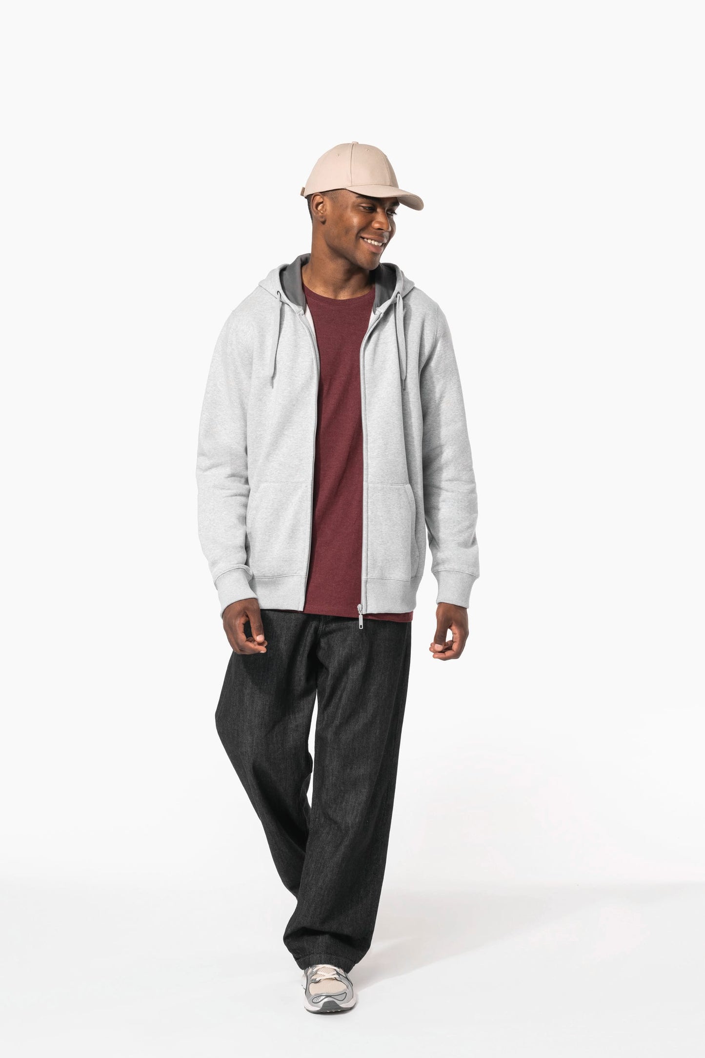 K444C - Felpa con cappuccio full zip