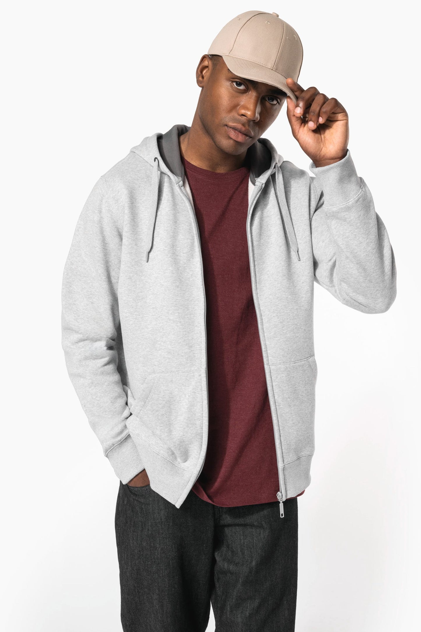 K444 - Felpa con cappuccio full zip