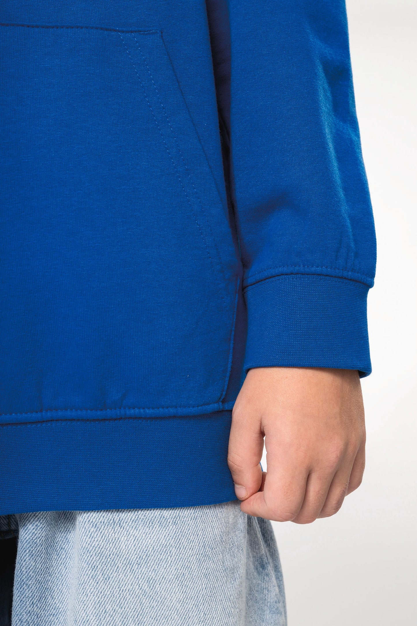 K453 - Felpa bambino con cappuccio a contrasto