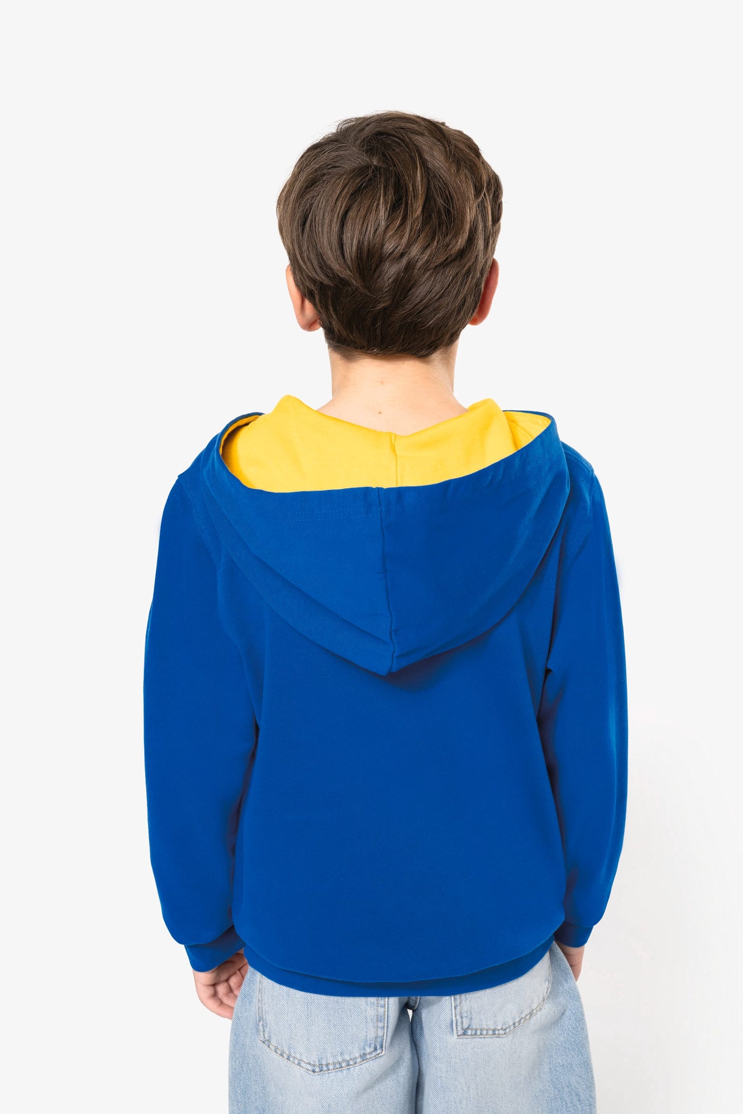 K453 - Felpa bambino con cappuccio a contrasto