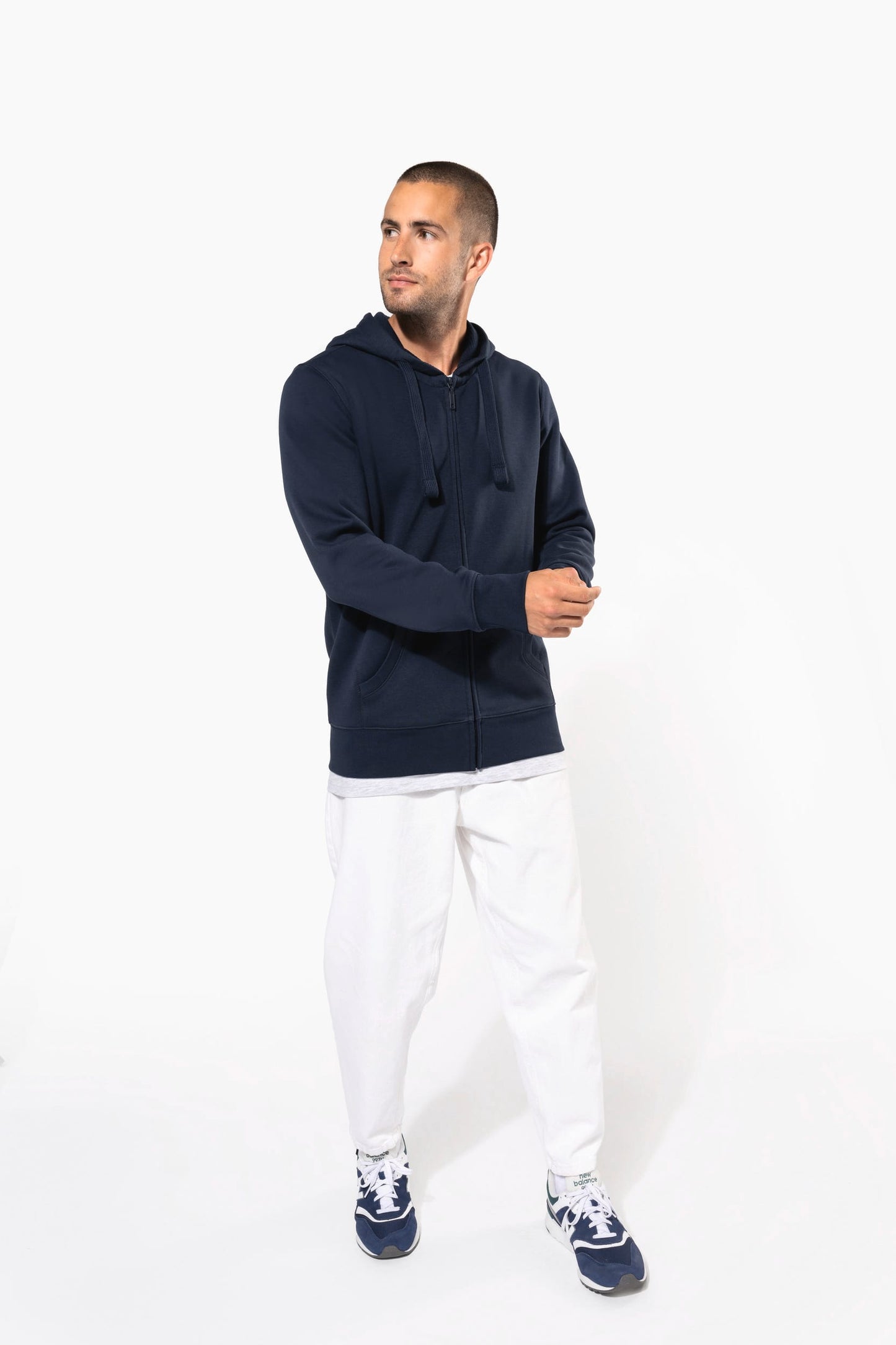 K454C - Felpa uomo con cappuccio full zip
