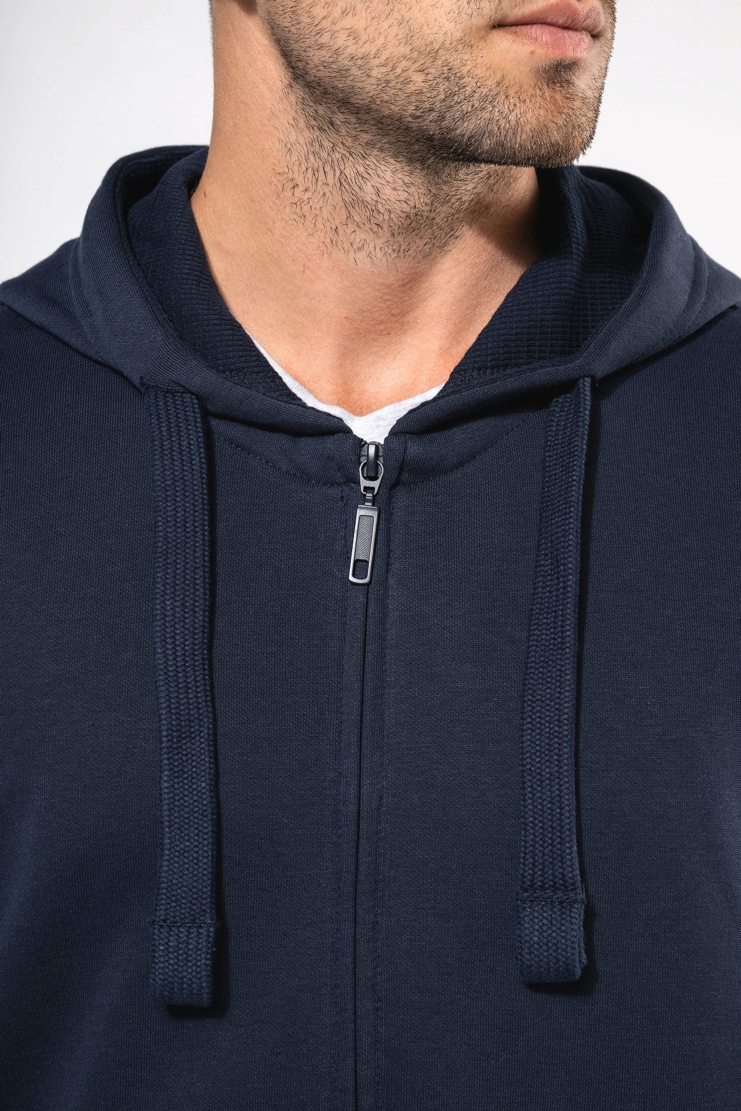 K454C - Felpa uomo con cappuccio full zip