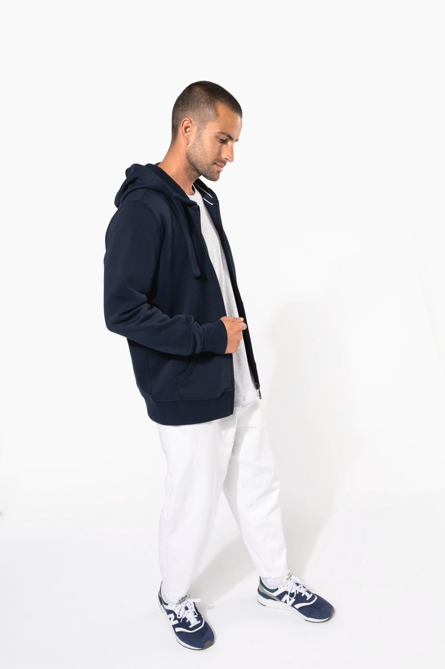 K454 - Felpa uomo con cappuccio full zip
