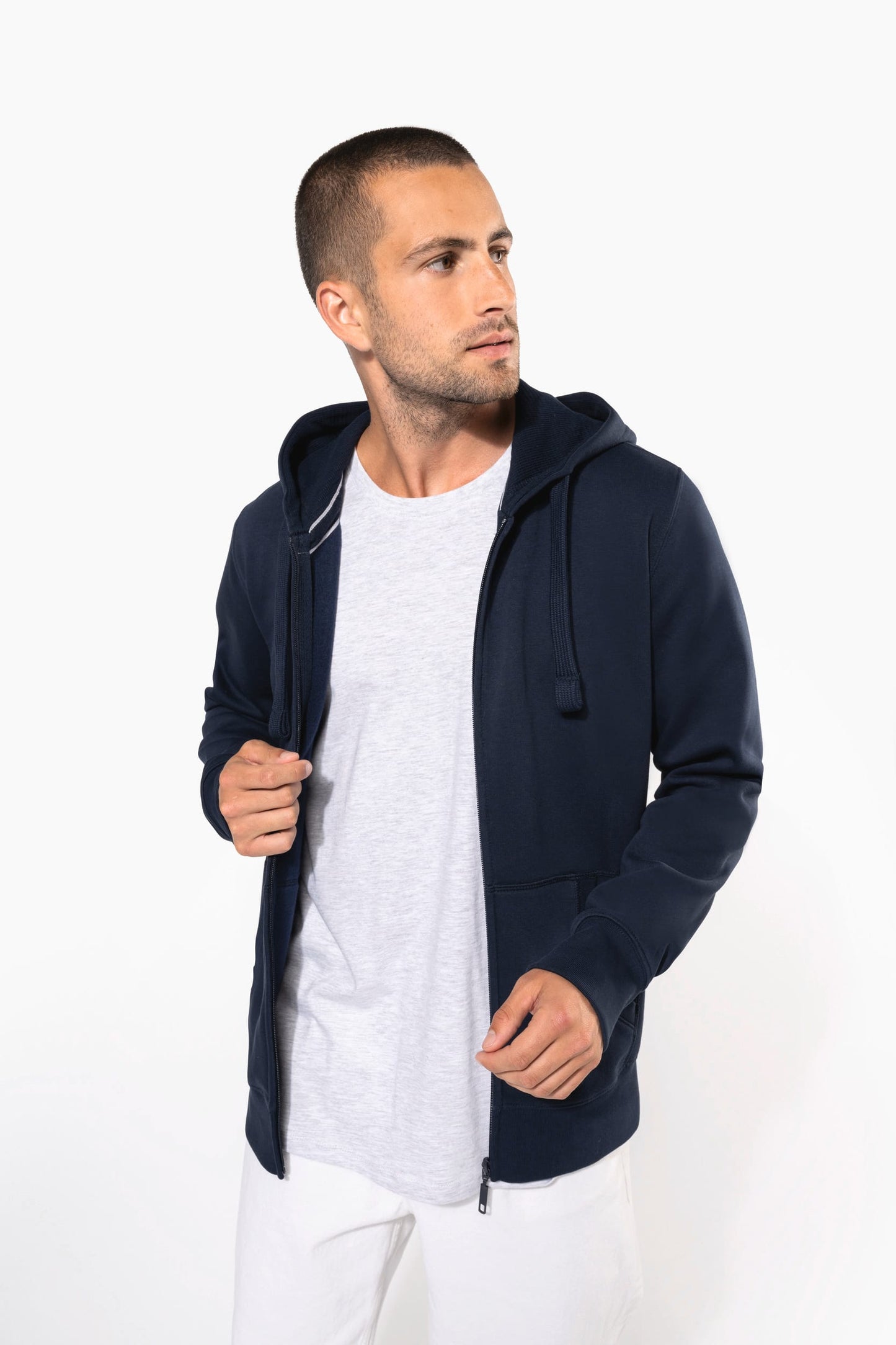 K454 - Felpa uomo con cappuccio full zip