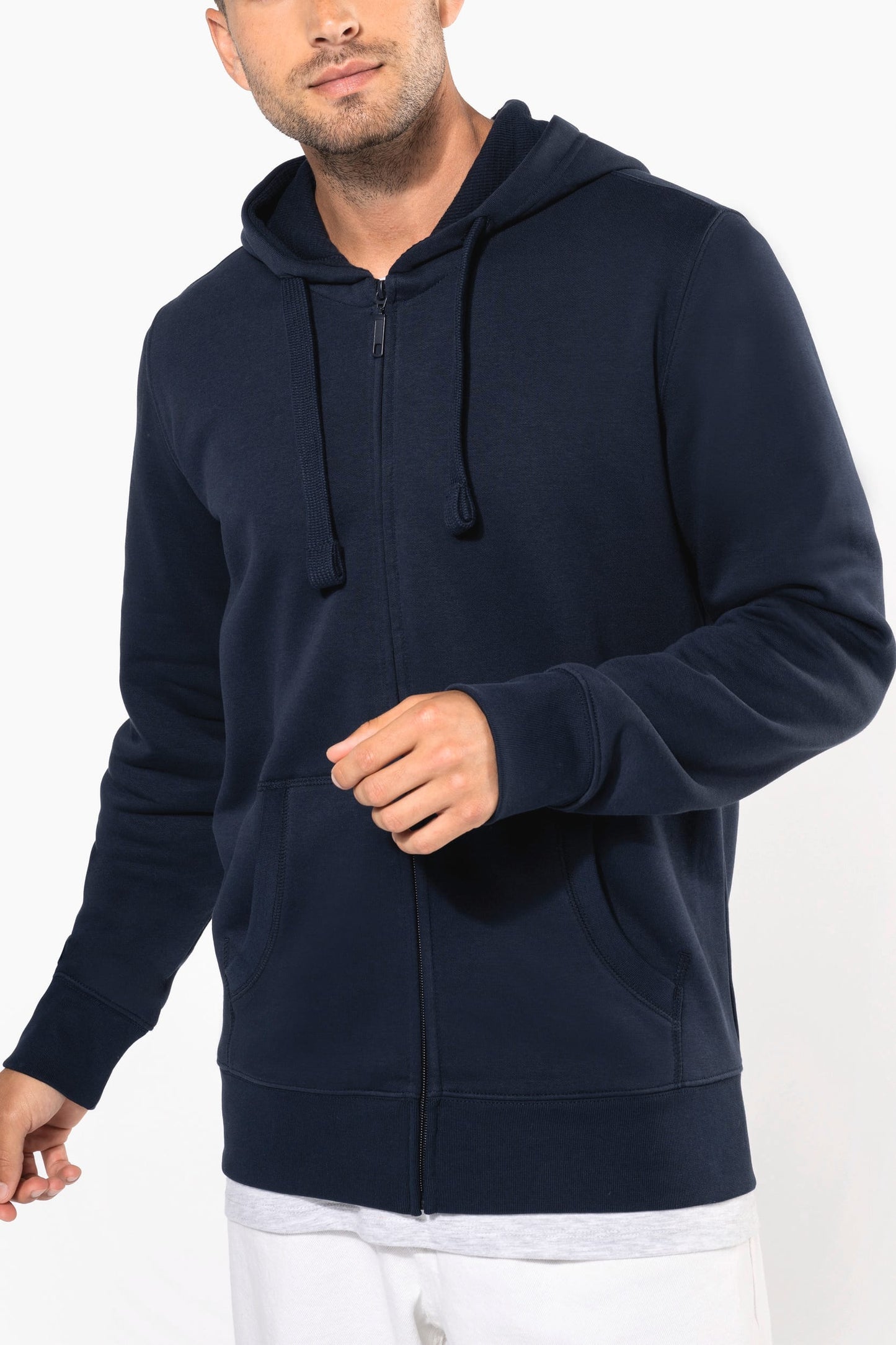 K454 - Felpa uomo con cappuccio full zip