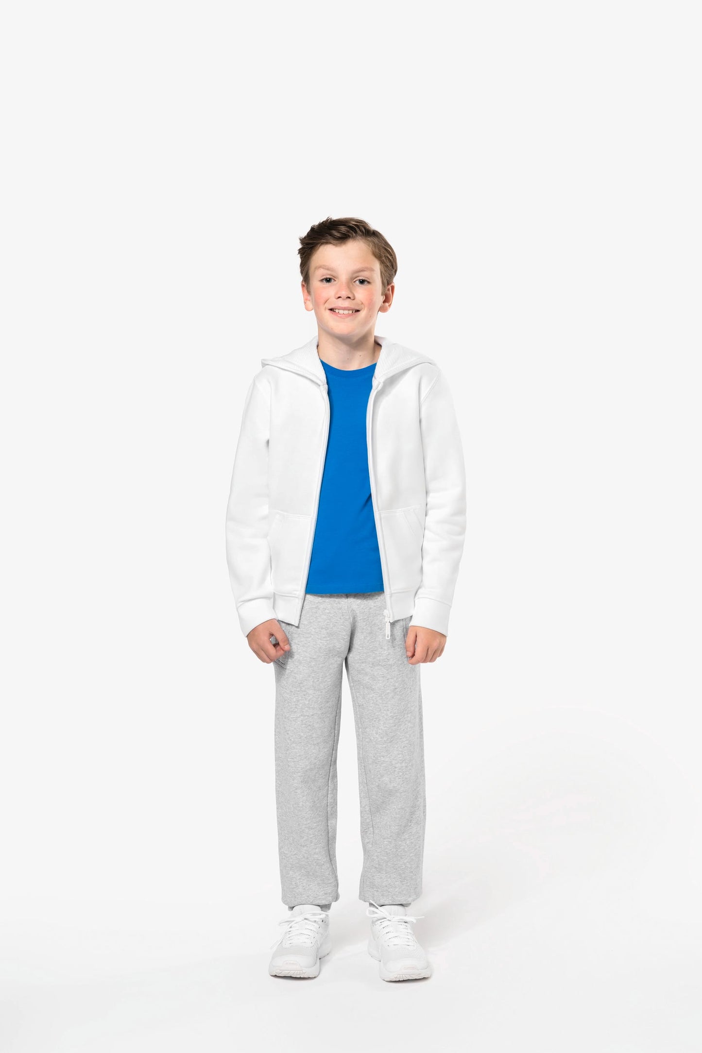 K455C - Felpa bambino full zip con cappuccio