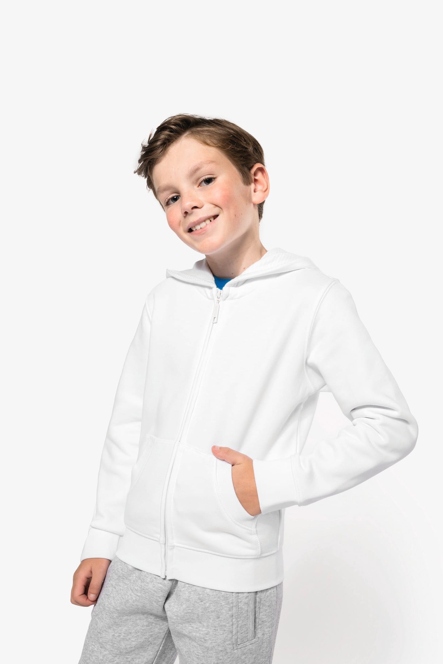 K455 - Felpa bambino full zip con cappuccio