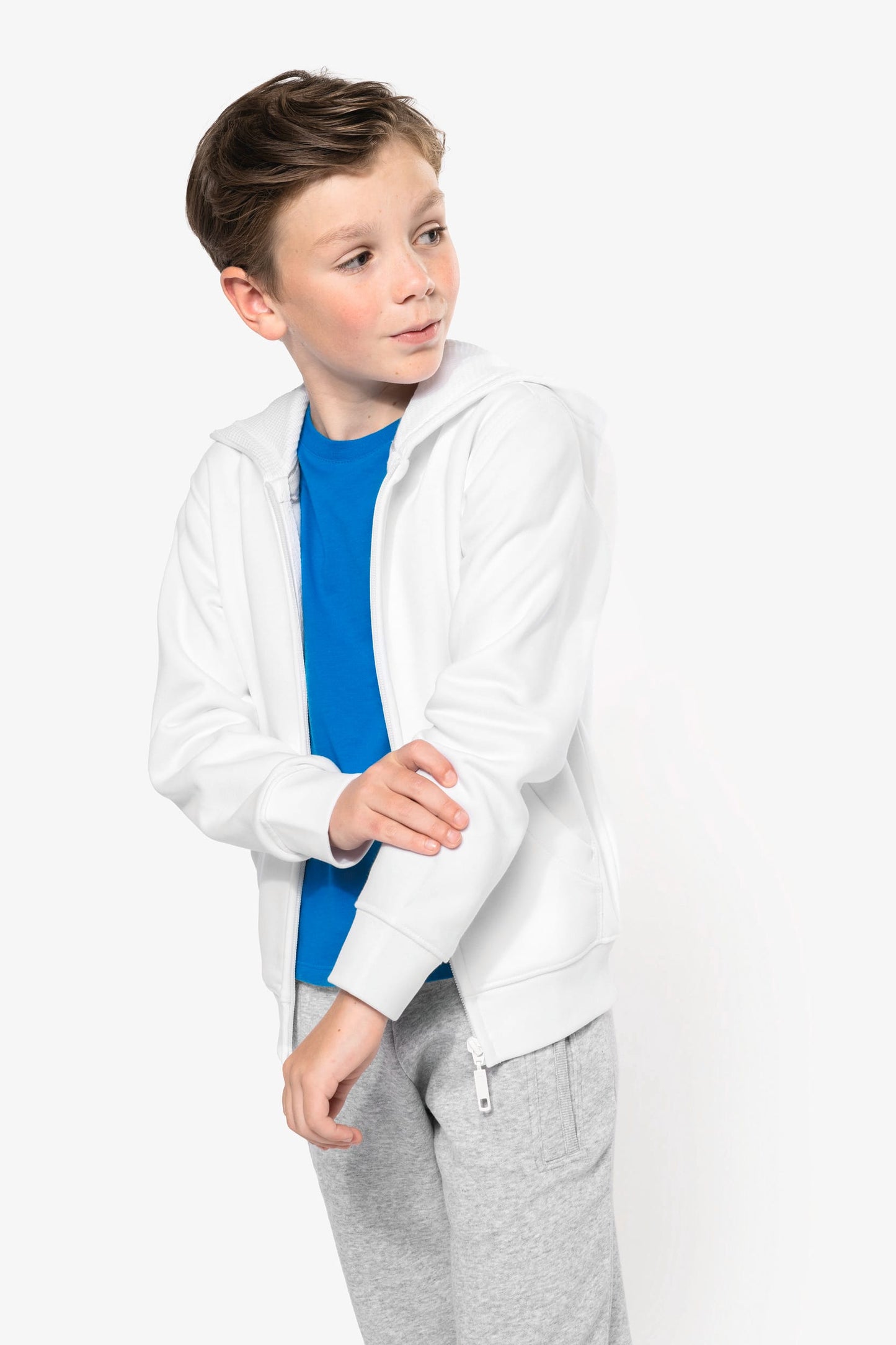 K455C - Felpa bambino full zip con cappuccio