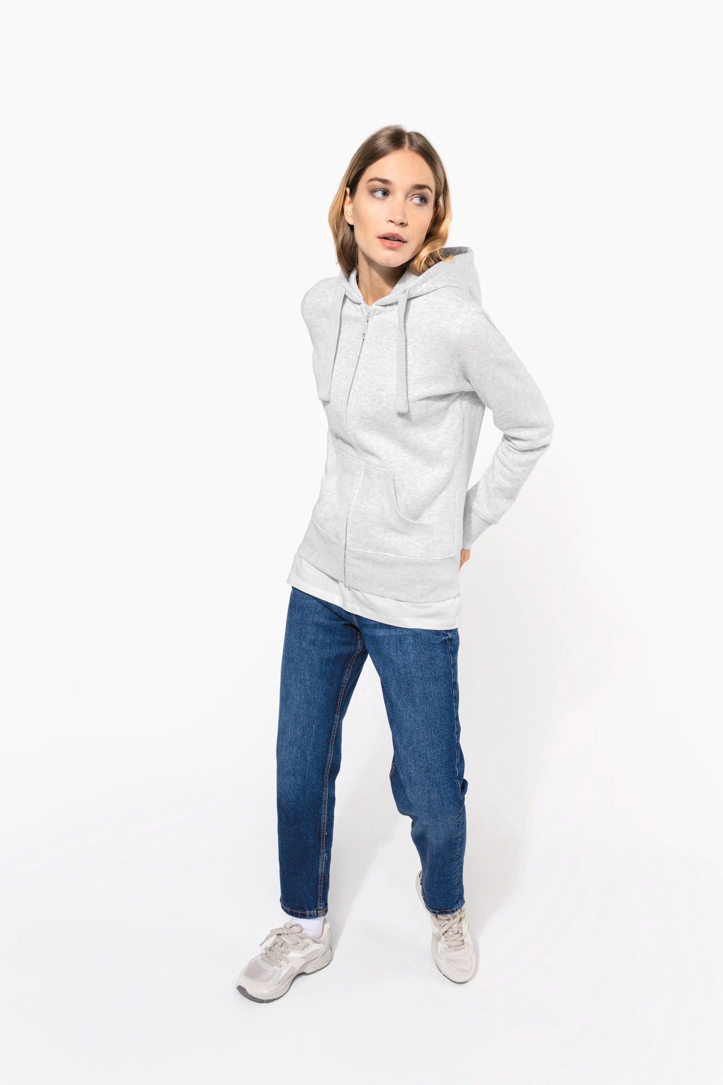 K464C - Felpa donna con cappuccio full zip
