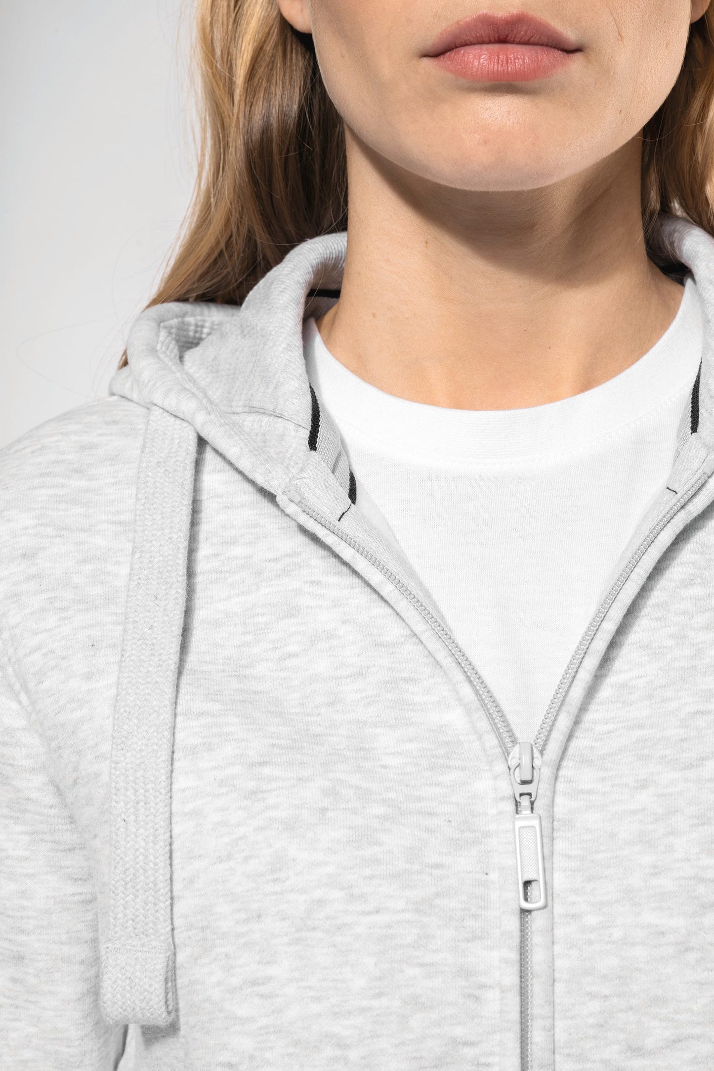 K464 - Felpa donna con cappuccio full zip