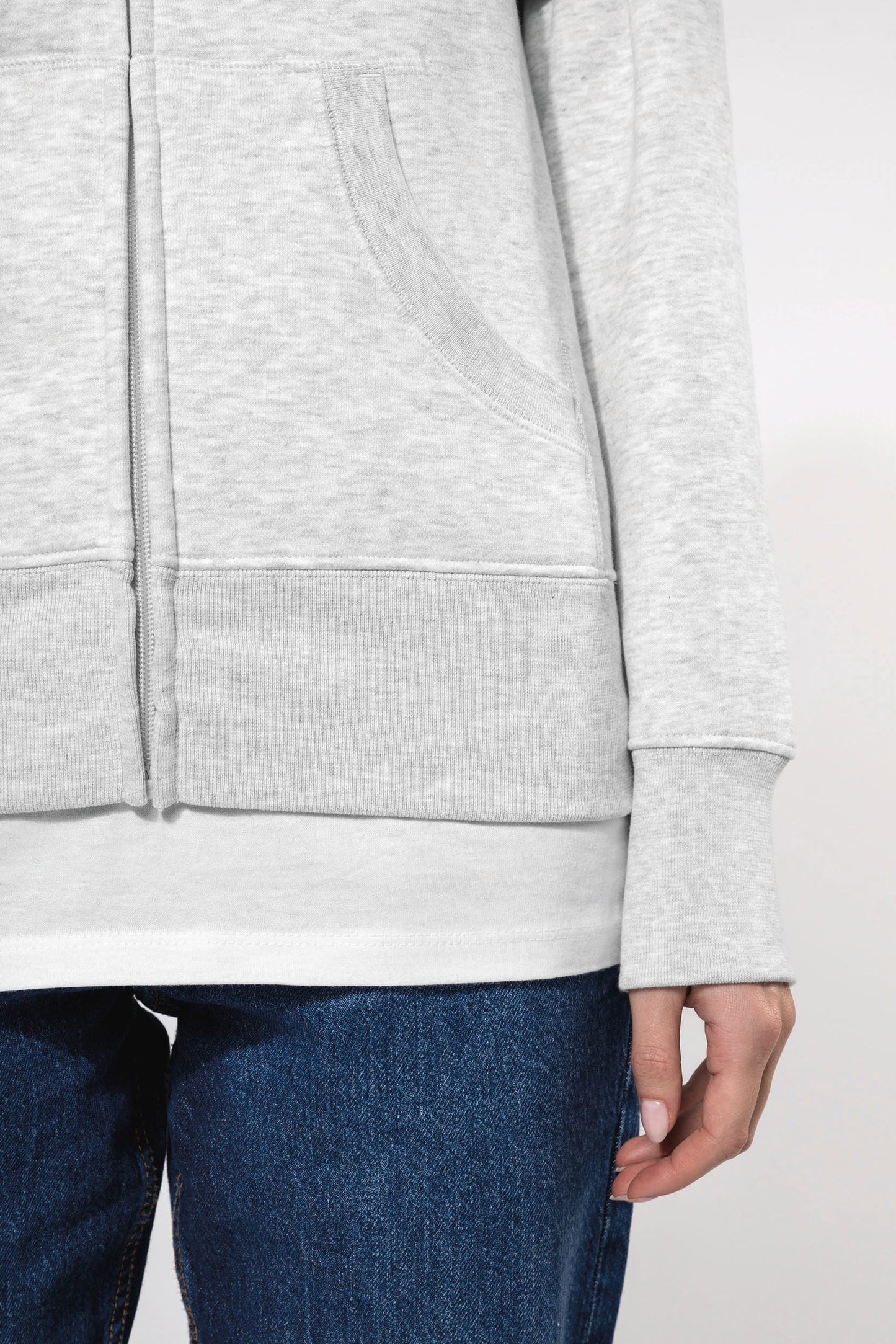 K464C - Felpa donna con cappuccio full zip