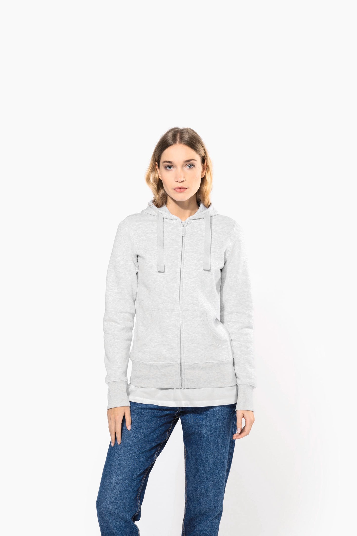 K464 - Felpa donna con cappuccio full zip
