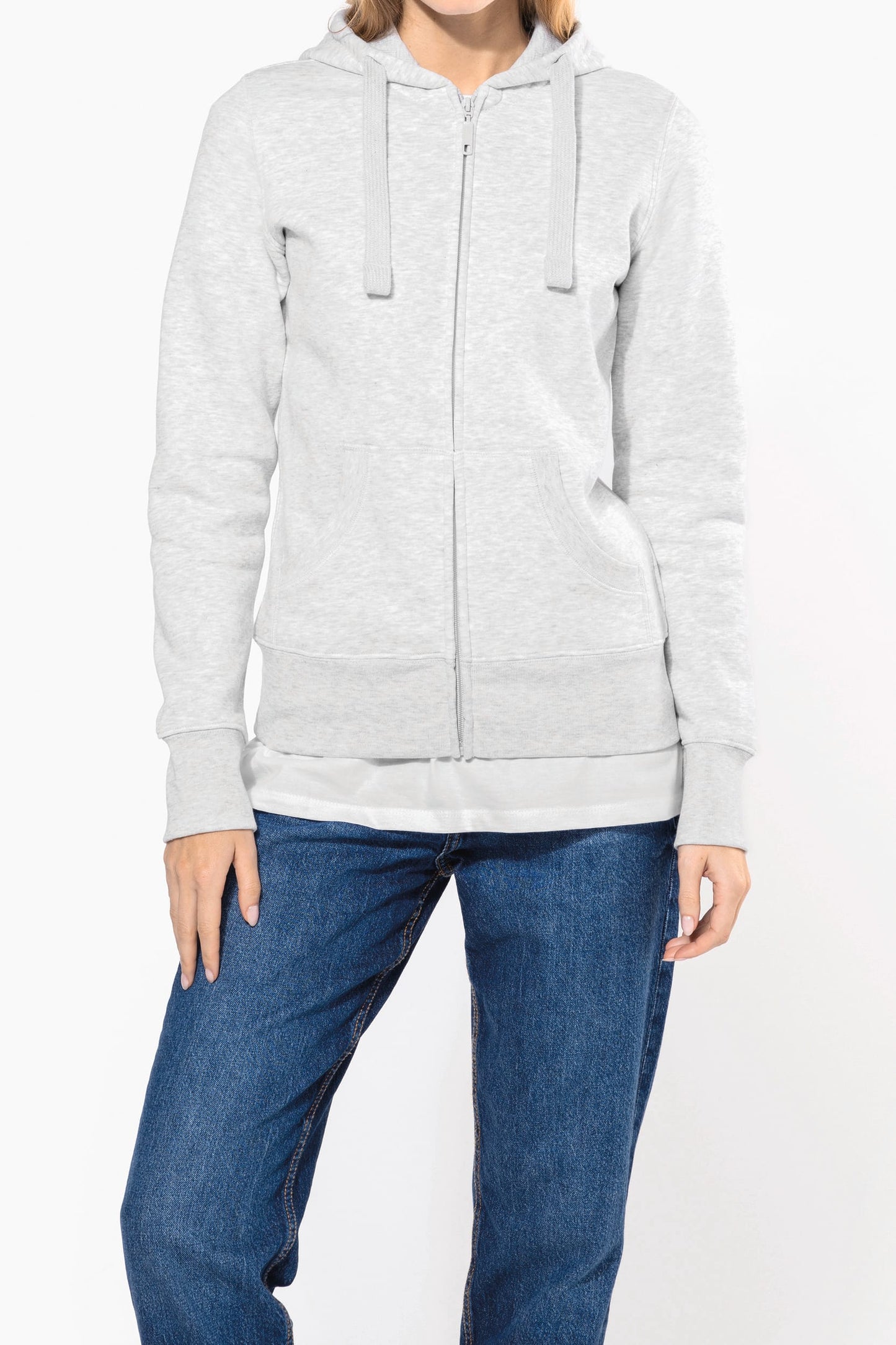 K464 - Felpa donna con cappuccio full zip