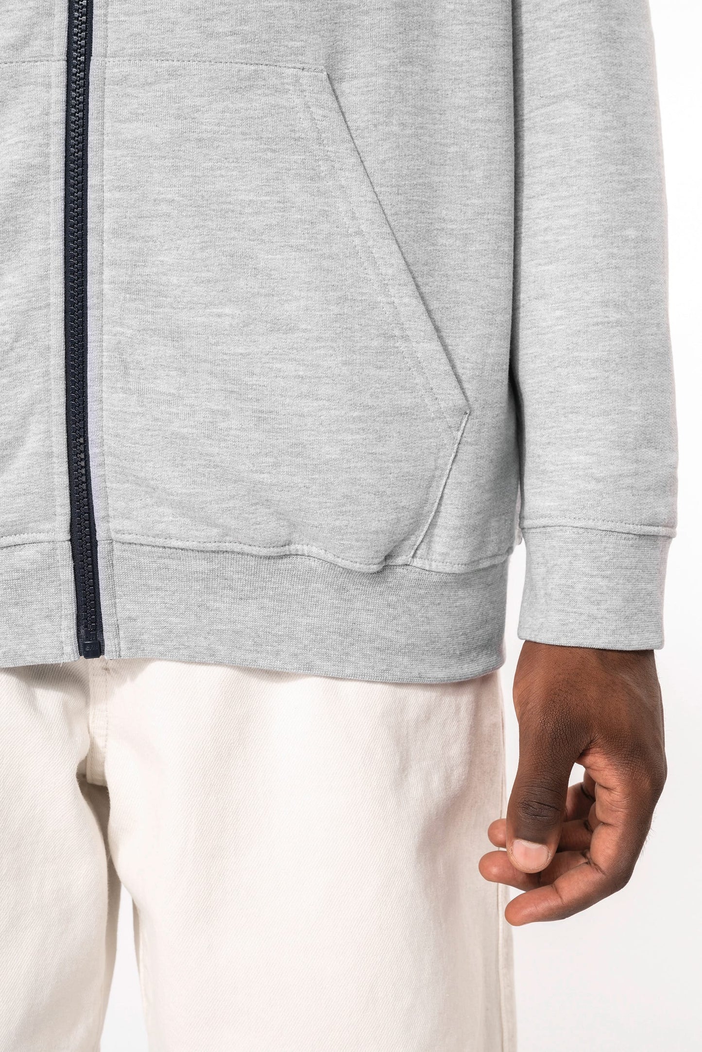 K466 - Felpa uomo con cappuccio a contrasto full zip
