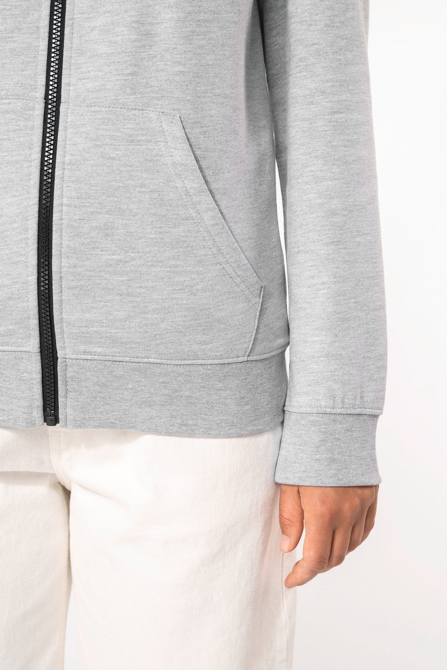 K467 - Felpa donna con cappuccio a contrasto full zip