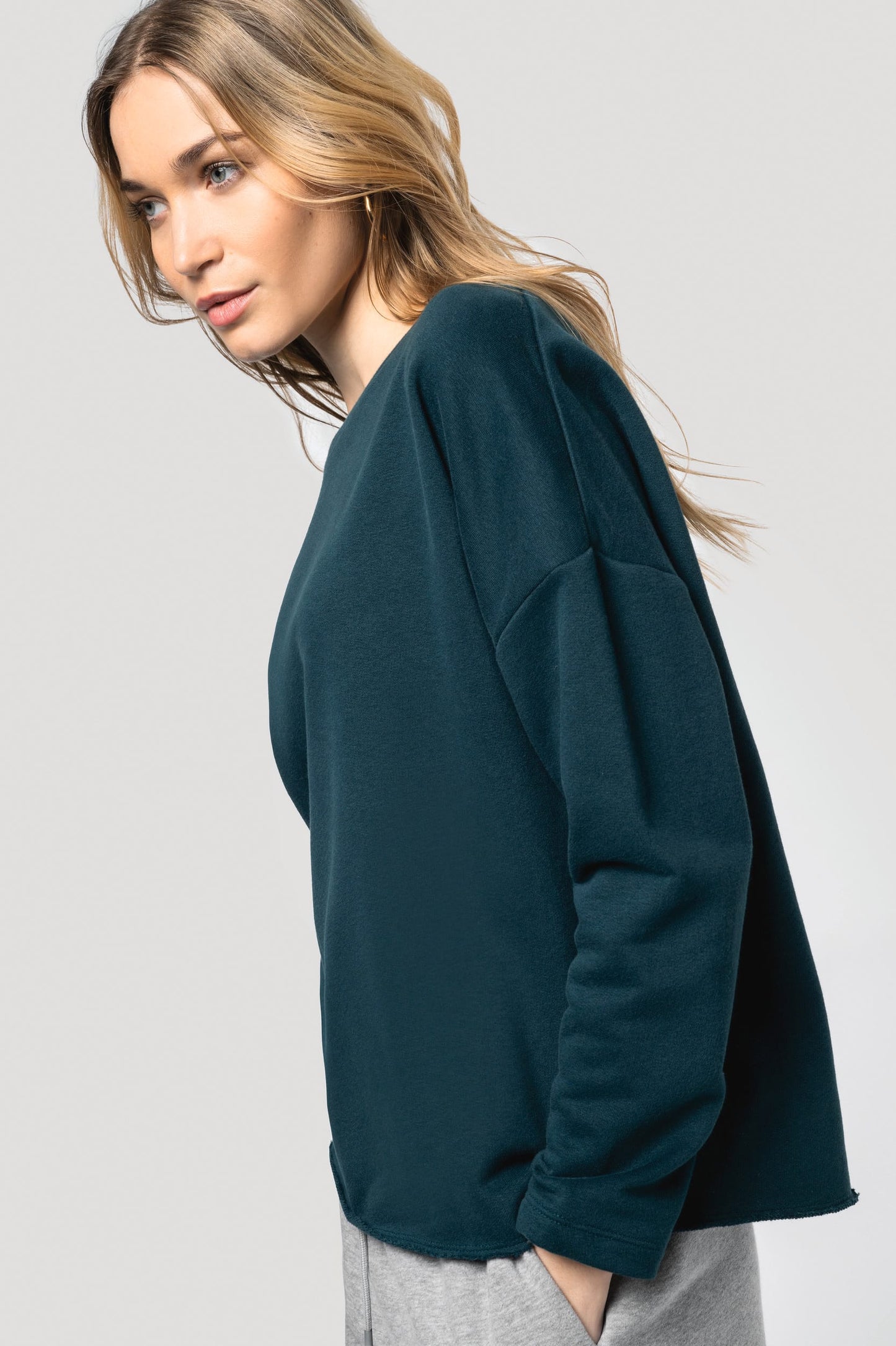 K471 - Felpa oversize "Loose" donna NON GARZATA