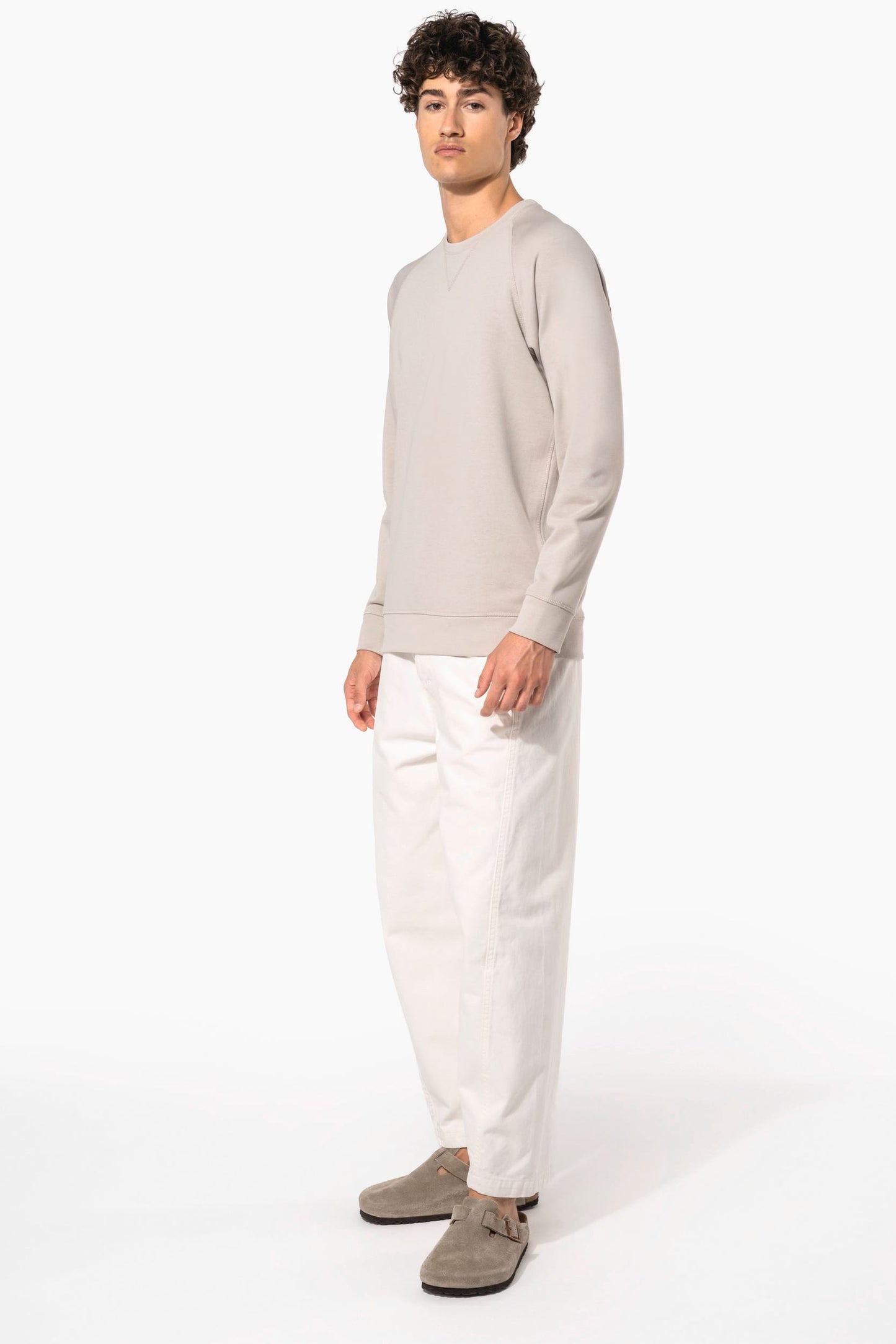 K480A - Felpa uomo BIO girocollo manica raglan NON GARZATA