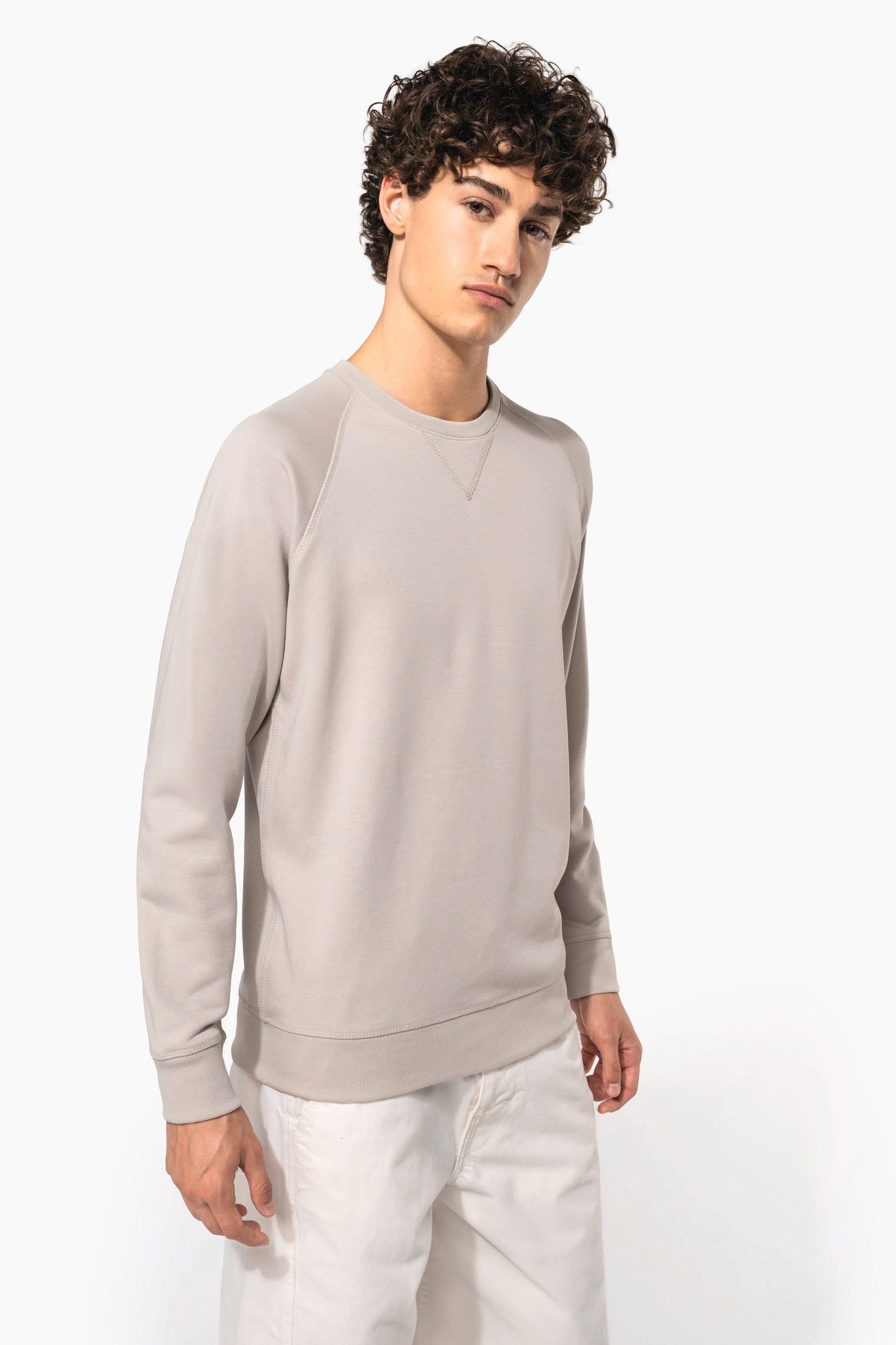 K480A - Felpa uomo BIO girocollo manica raglan NON GARZATA
