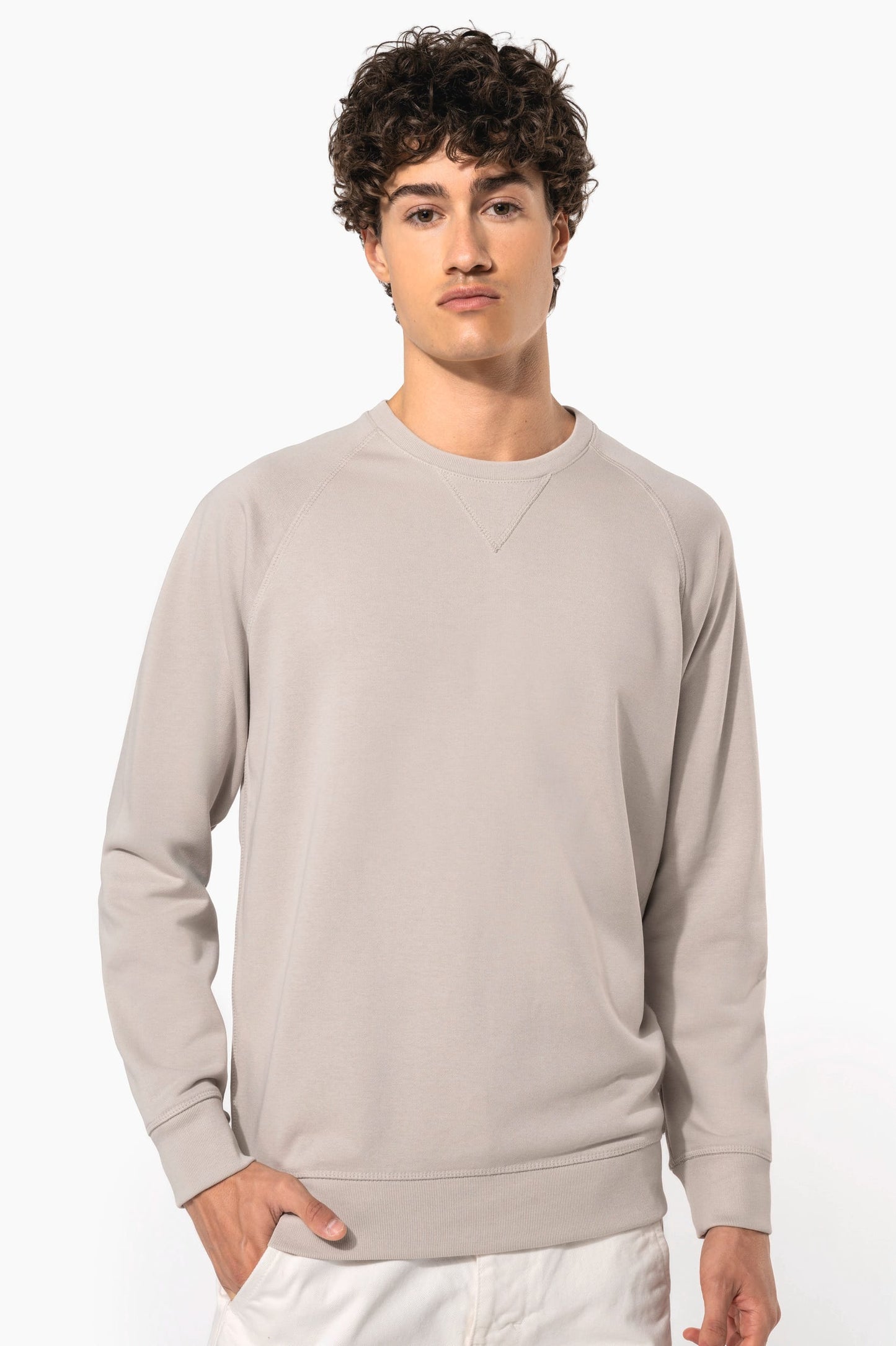 K480C - Felpa uomo BIO girocollo manica raglan NON GARZATA