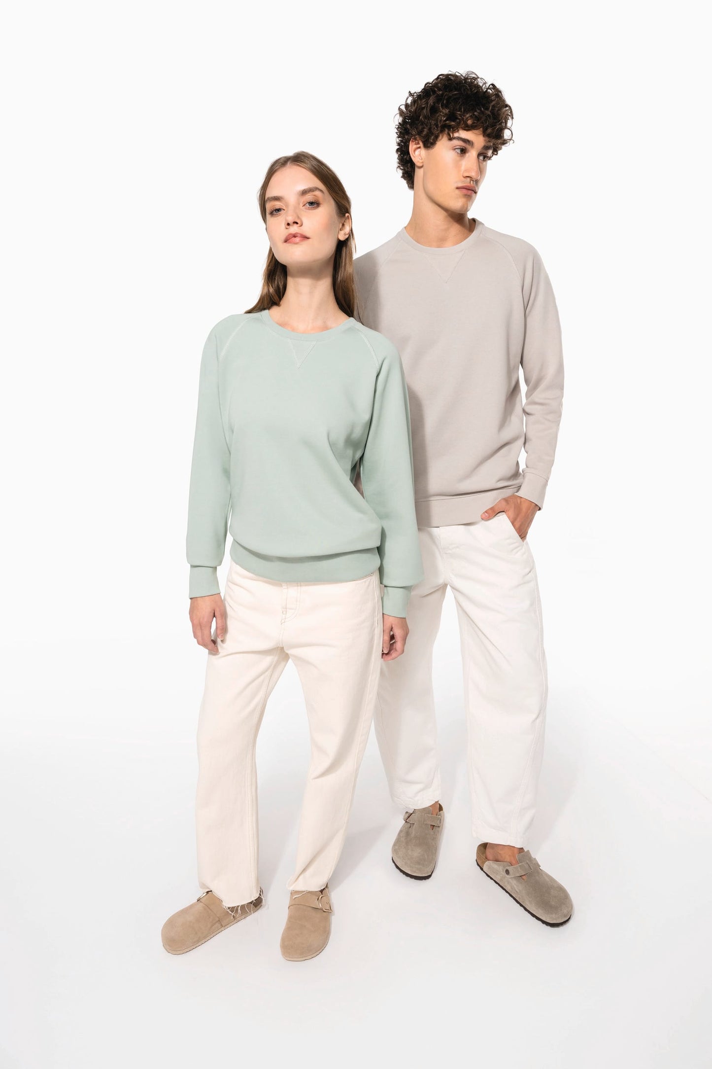 K481A - Felpa donna BIO girocollo manica raglan NON GARZATA