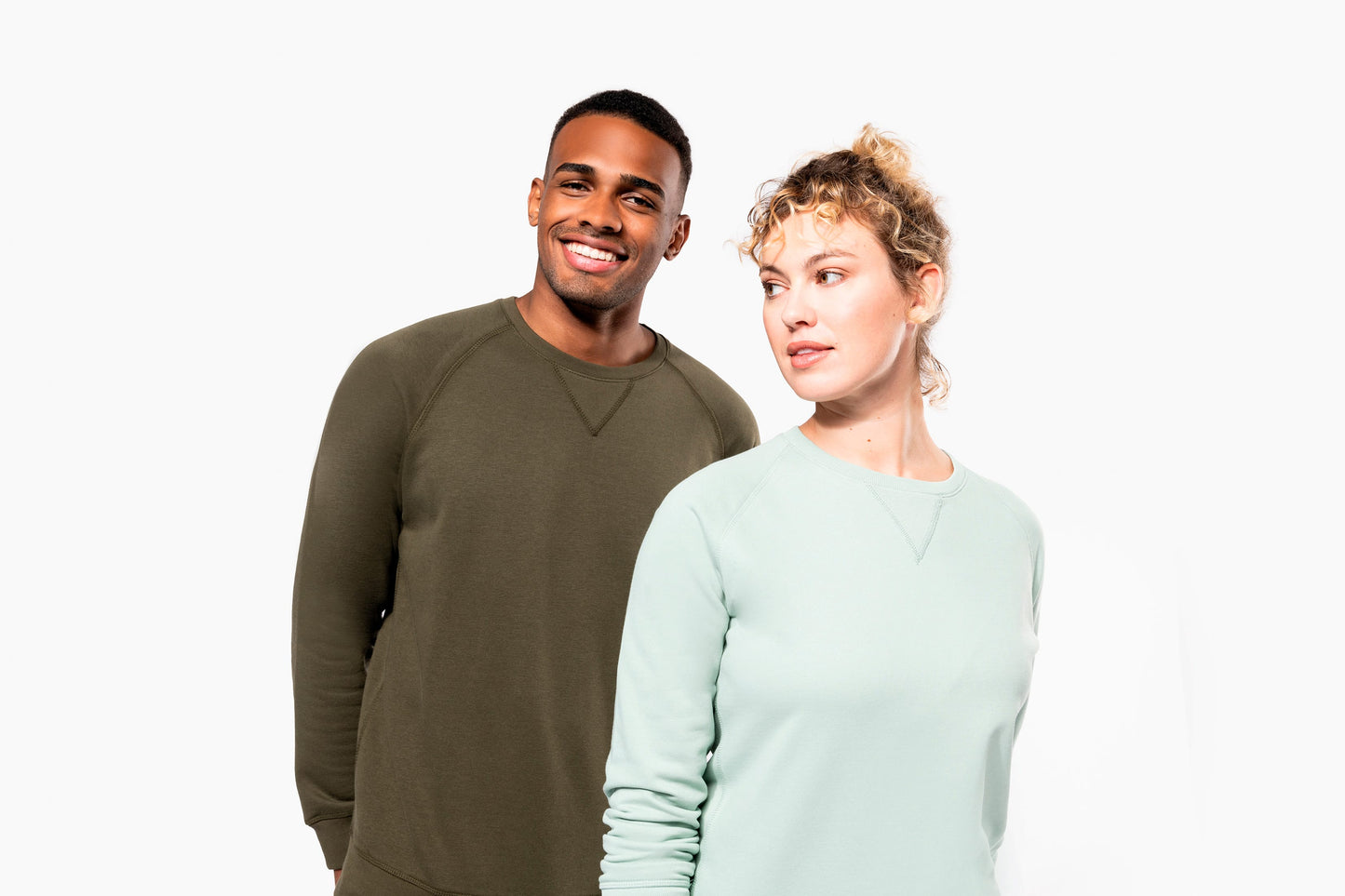 K480A - Felpa uomo BIO girocollo manica raglan NON GARZATA