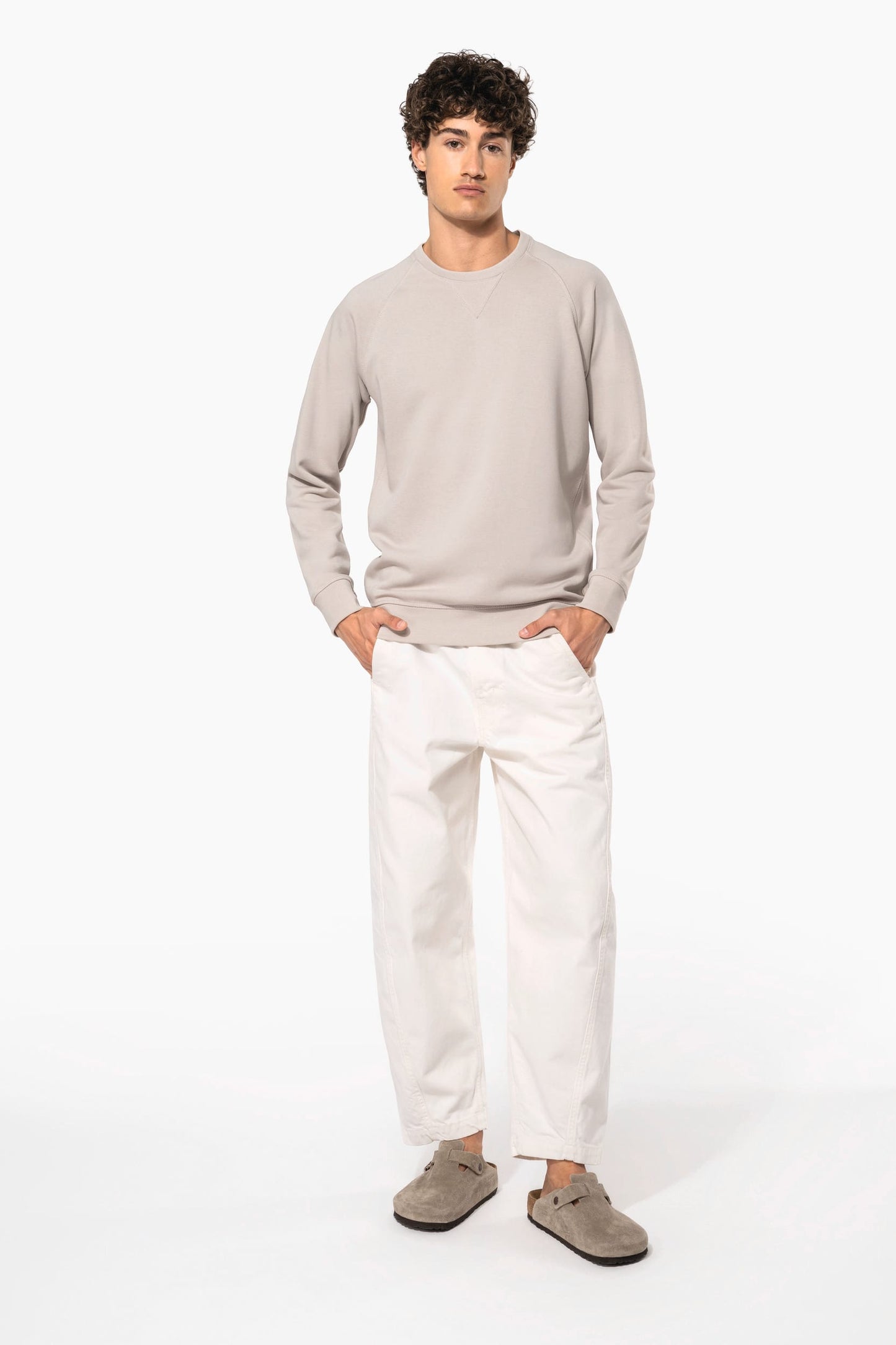 K480C - Felpa uomo BIO girocollo manica raglan NON GARZATA
