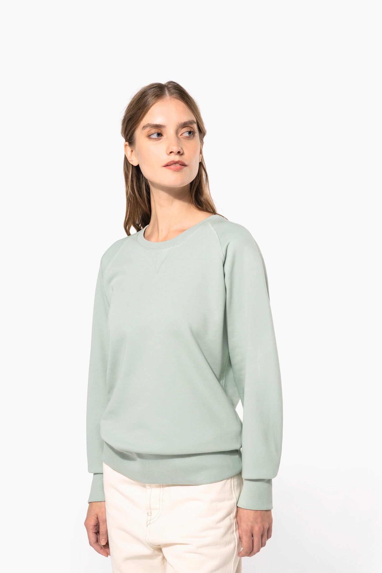 K481C - Felpa donna BIO girocollo manica raglan NON GARZATA