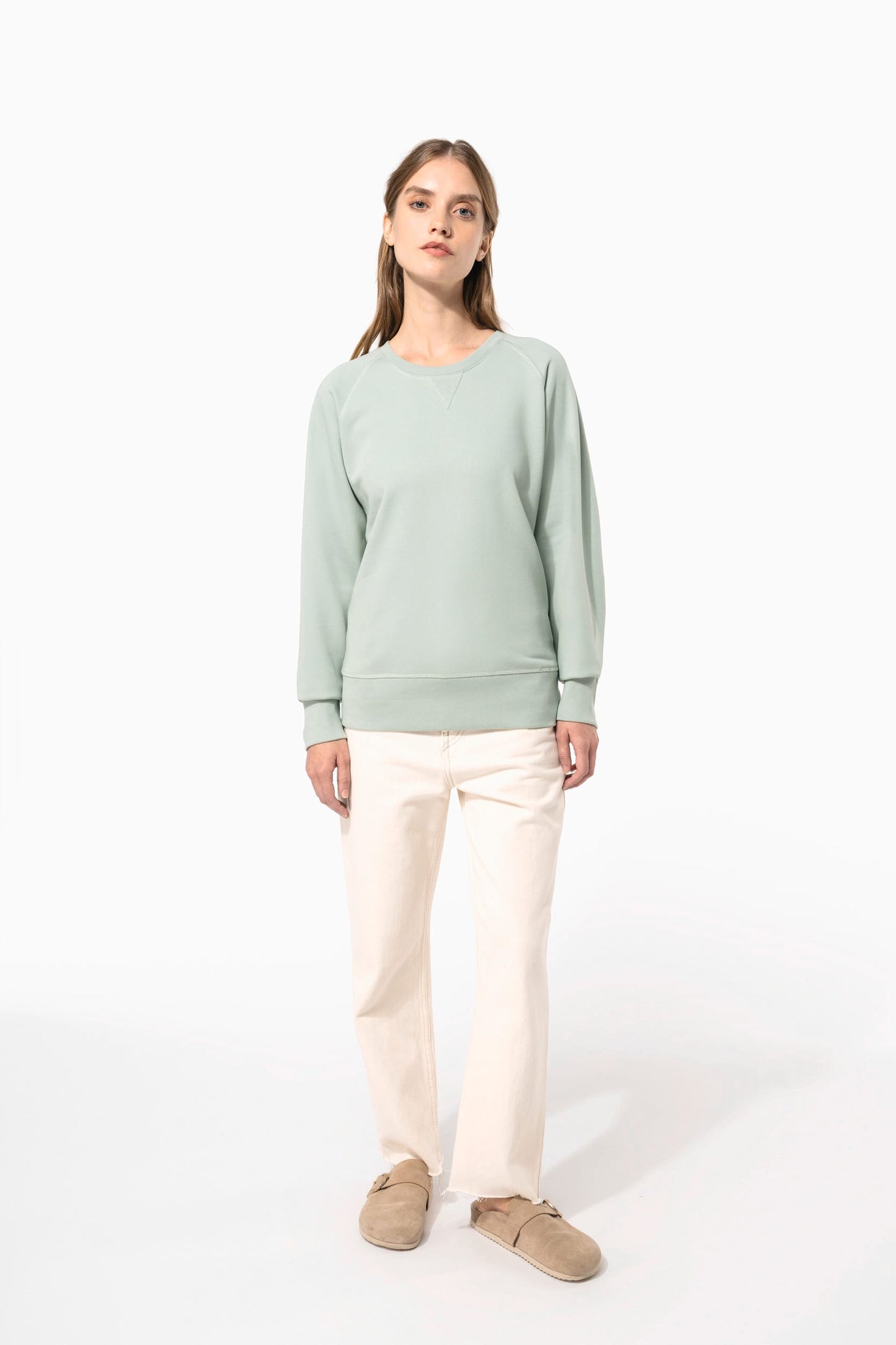 K481C - Felpa donna BIO girocollo manica raglan NON GARZATA