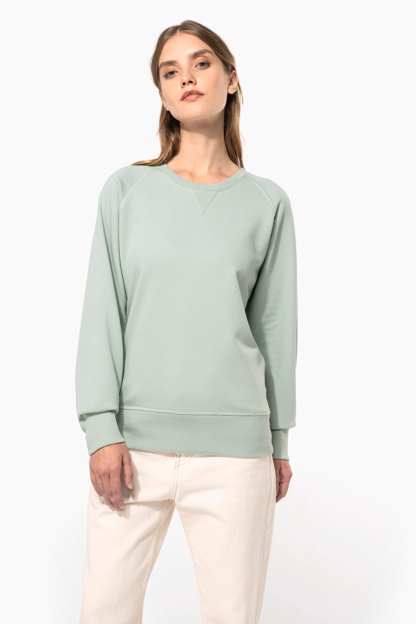 K481A - Felpa donna BIO girocollo manica raglan NON GARZATA
