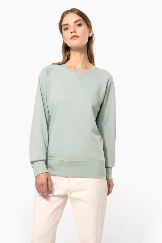 K481A - Felpa donna BIO girocollo manica raglan NON GARZATA