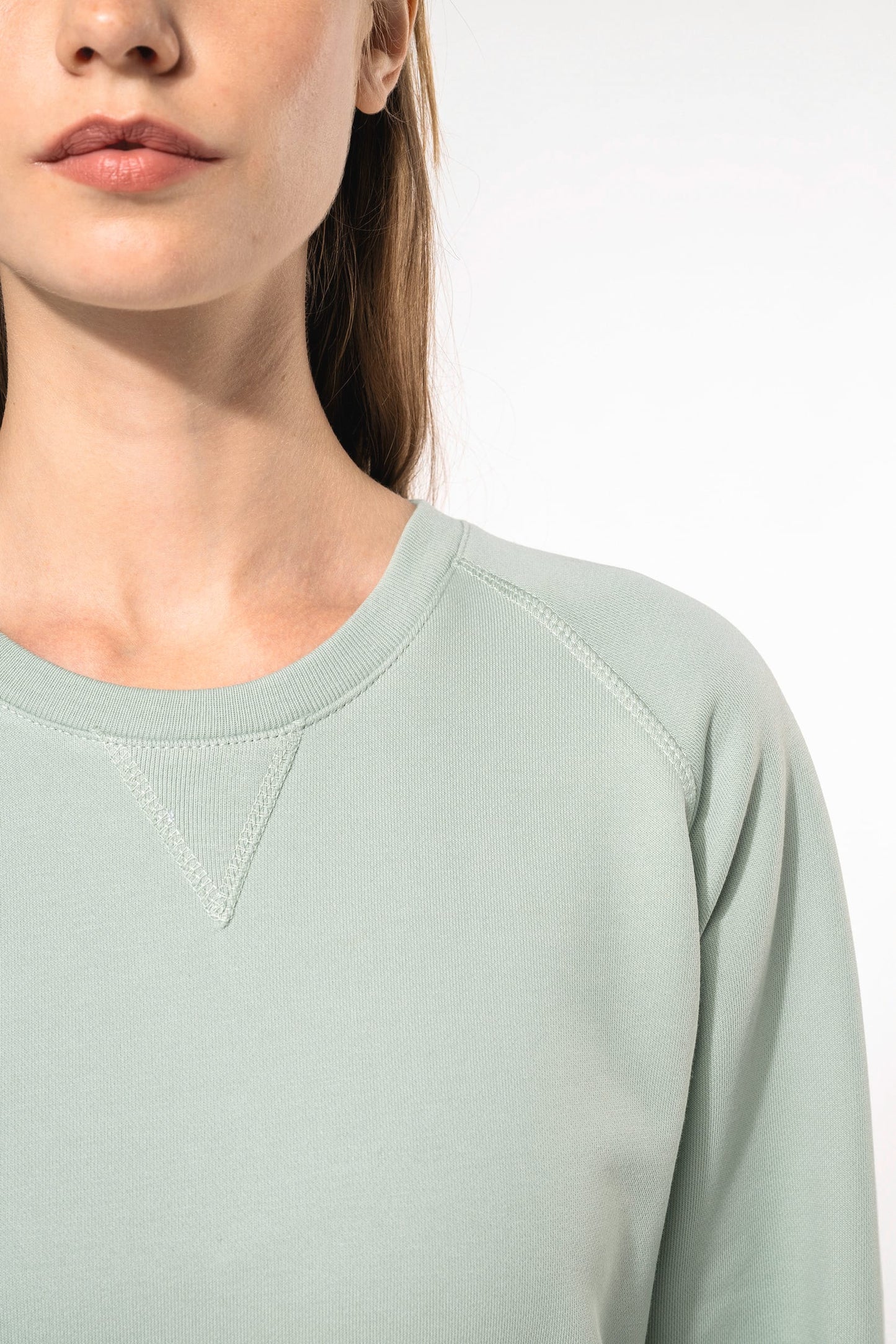 K481C - Felpa donna BIO girocollo manica raglan NON GARZATA