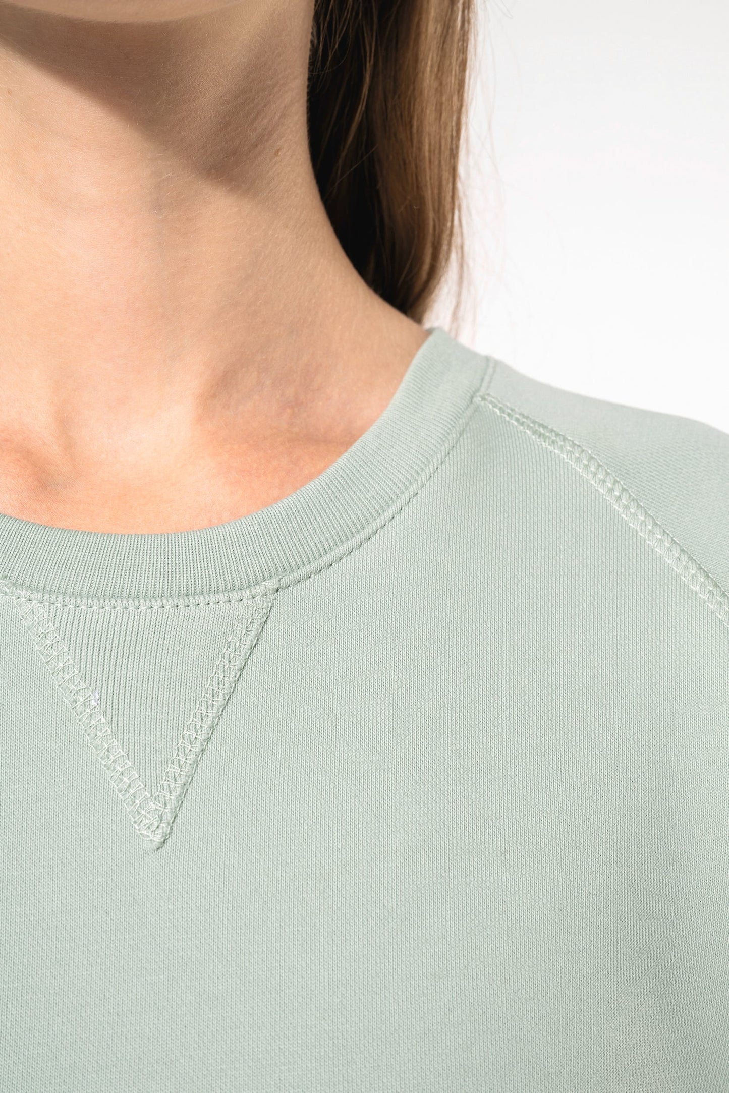 K481A - Felpa donna BIO girocollo manica raglan NON GARZATA