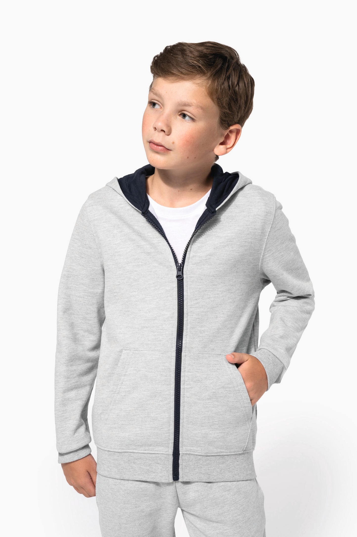 K486 - Felpa bambino con cappuccio full zip
