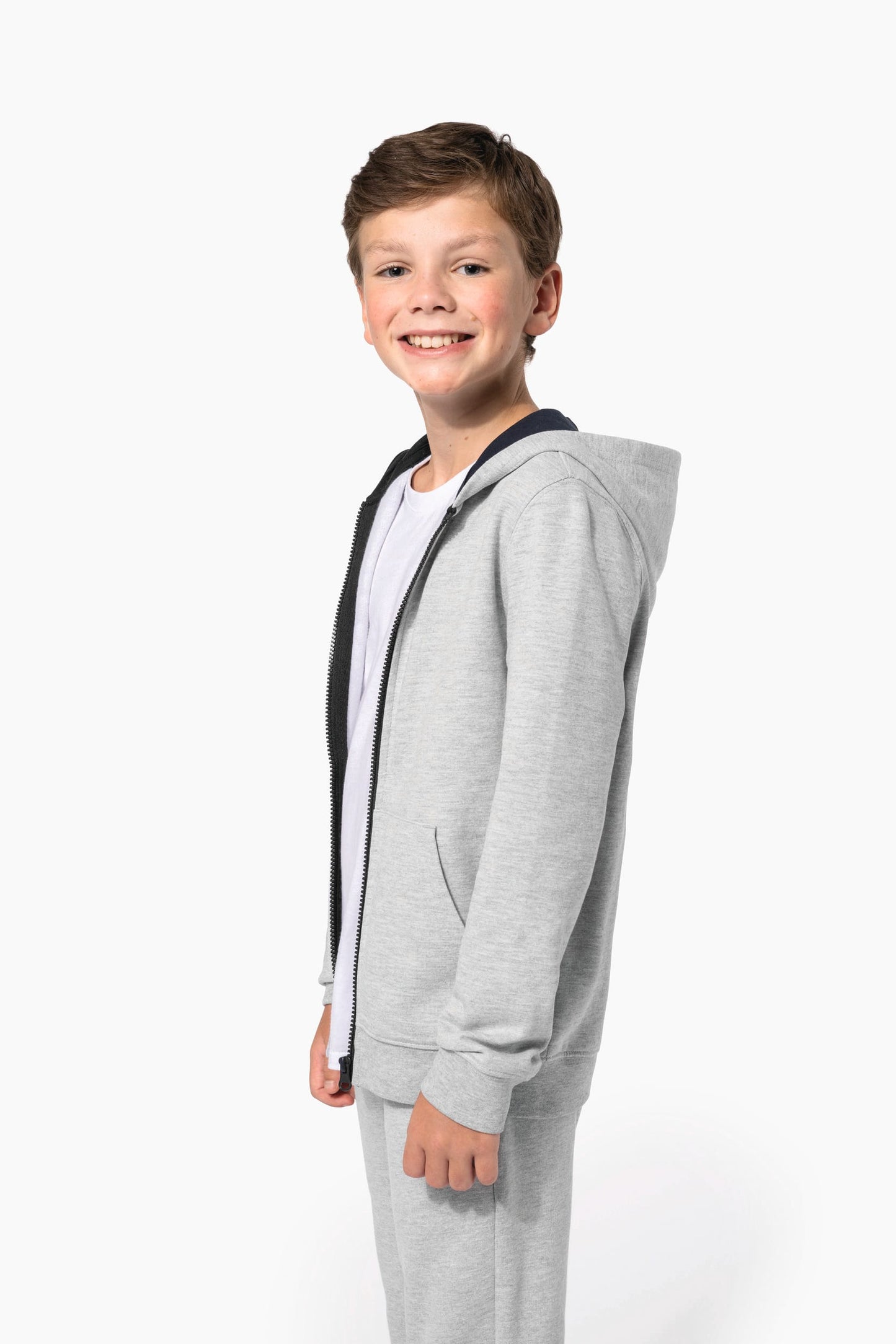 K486 - Felpa bambino con cappuccio full zip