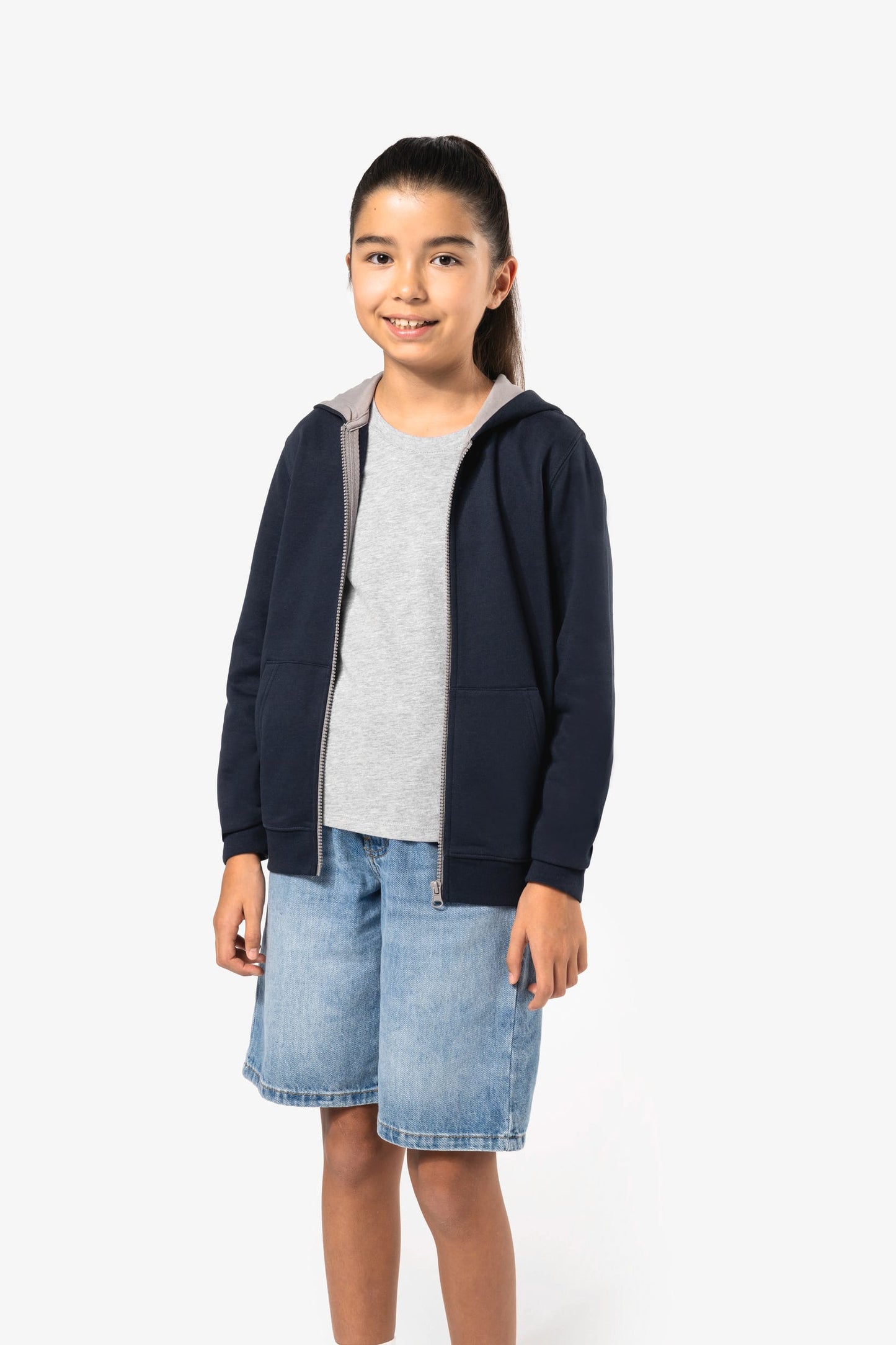 K486 - Felpa bambino con cappuccio full zip