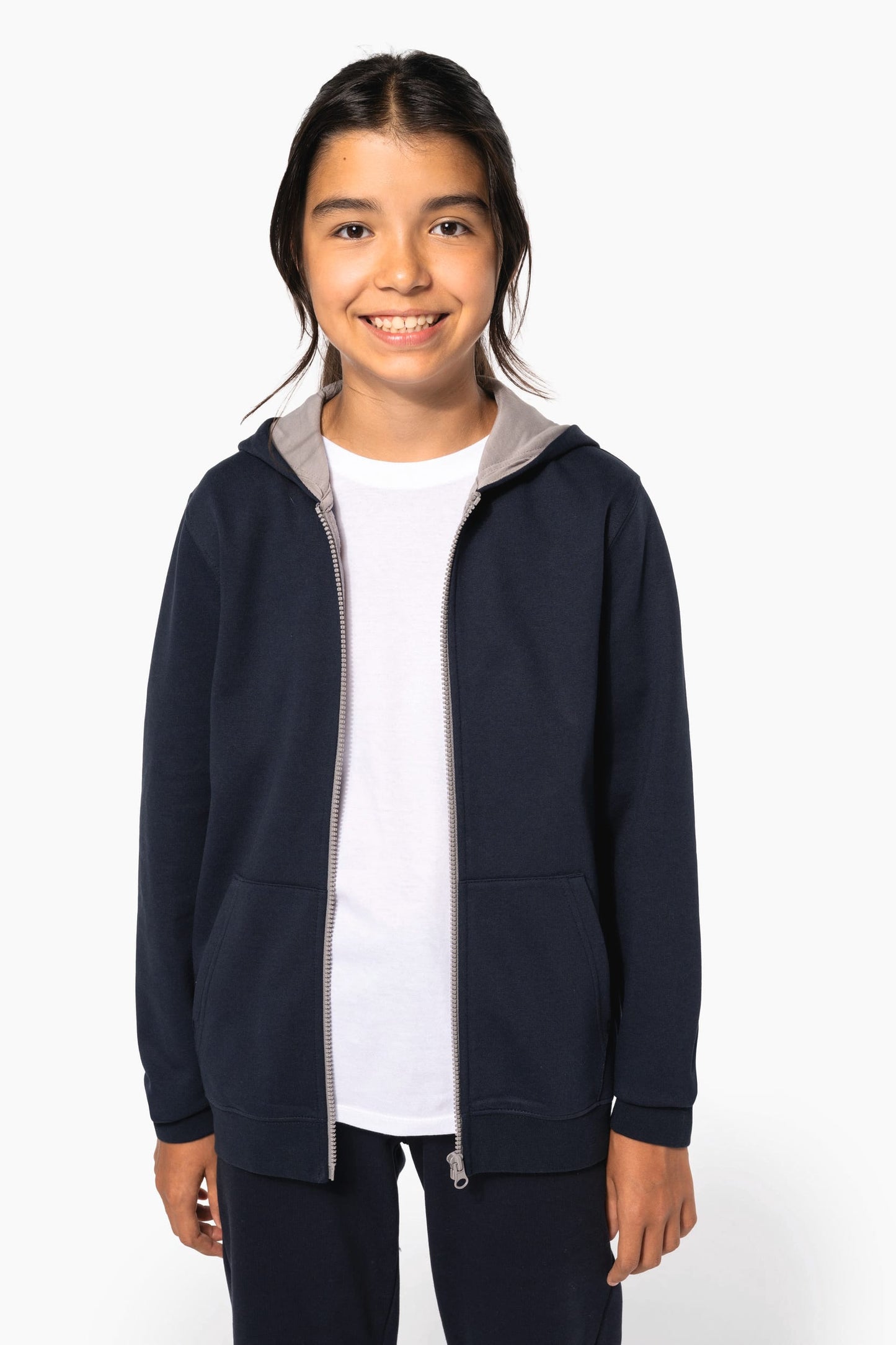 K486 - Felpa bambino con cappuccio full zip