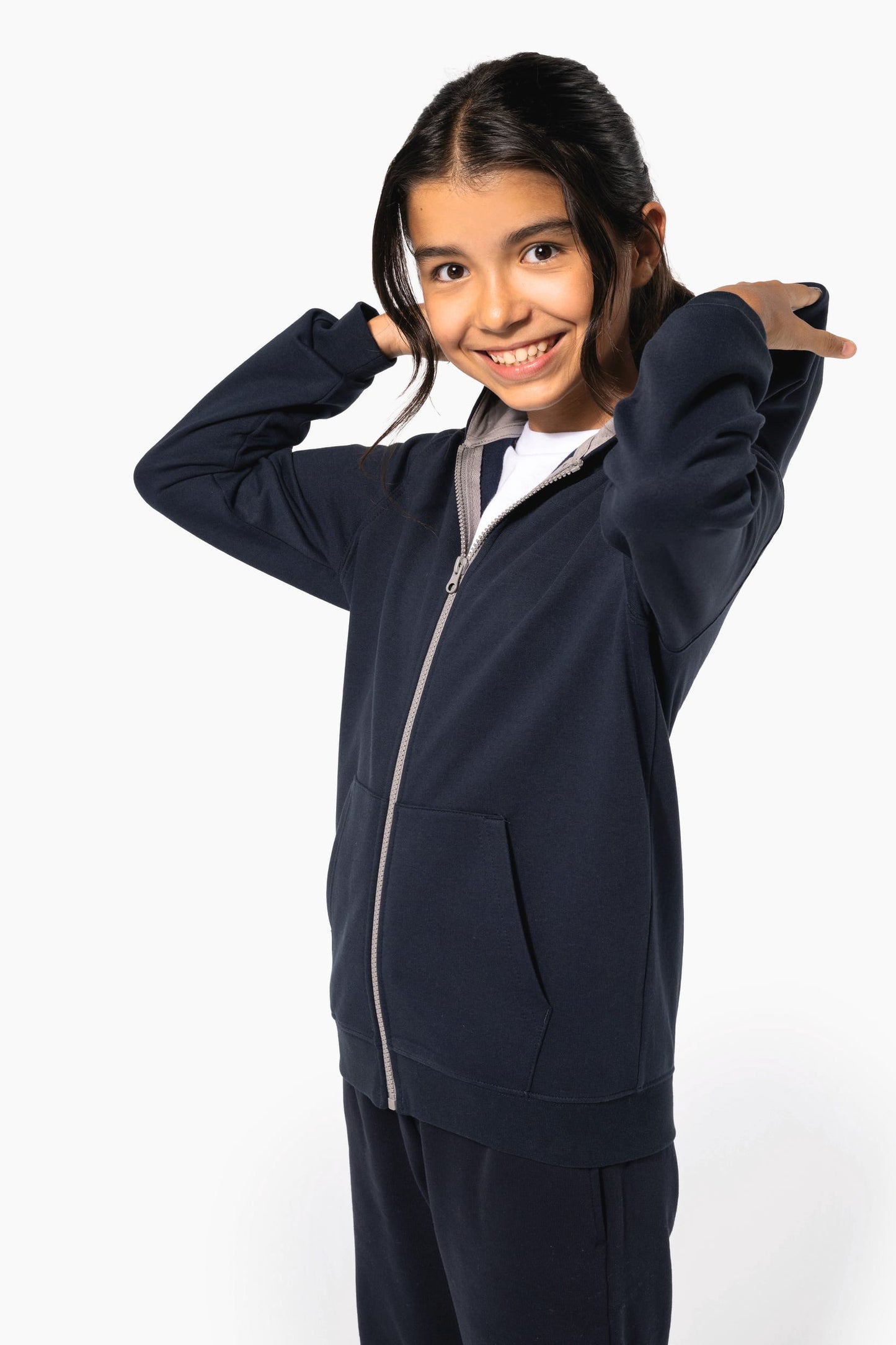 K486 - Felpa bambino con cappuccio full zip