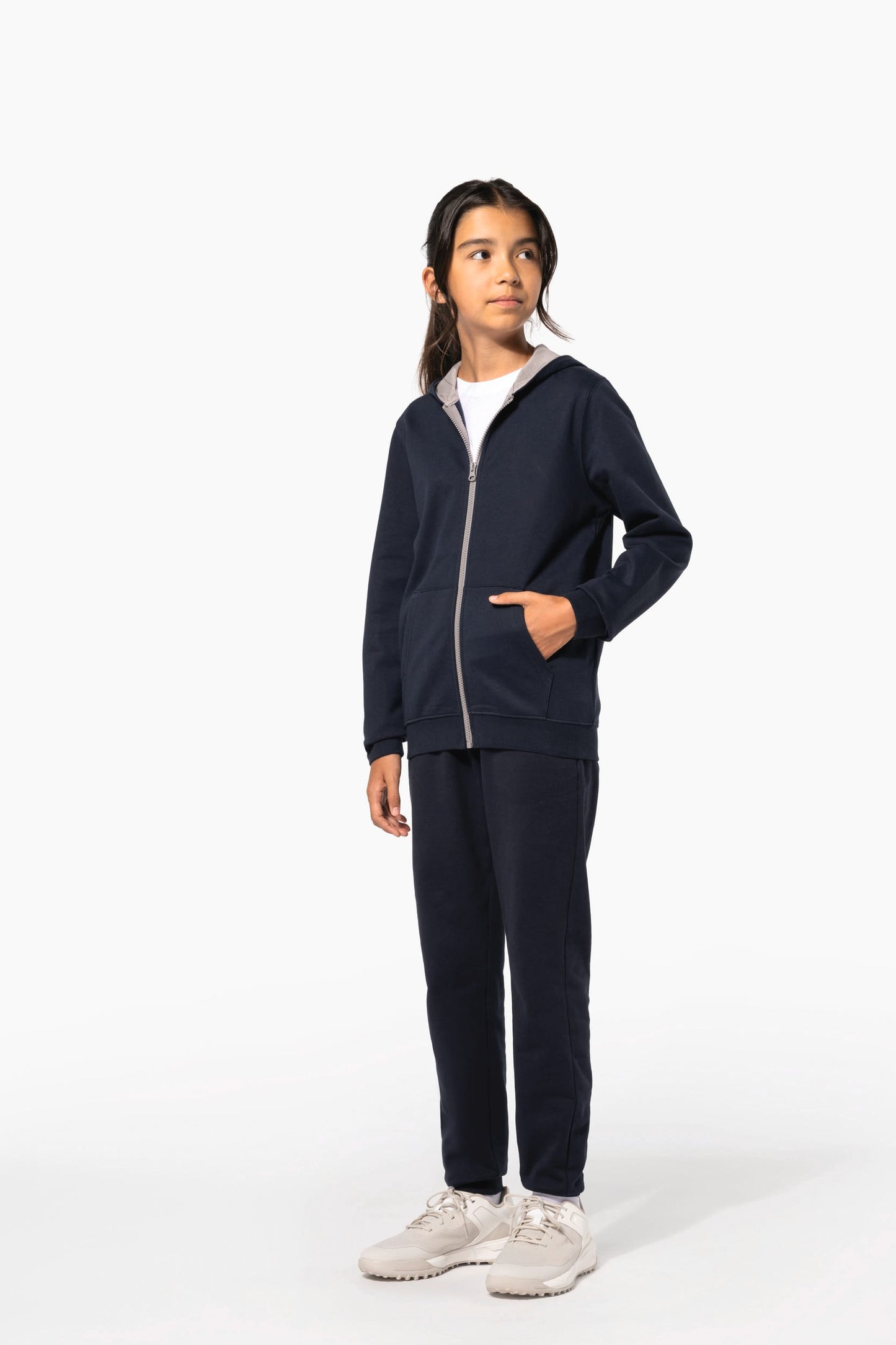 K486 - Felpa bambino con cappuccio full zip