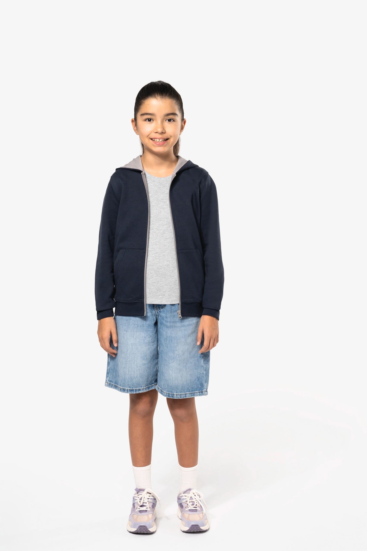 K486 - Felpa bambino con cappuccio full zip