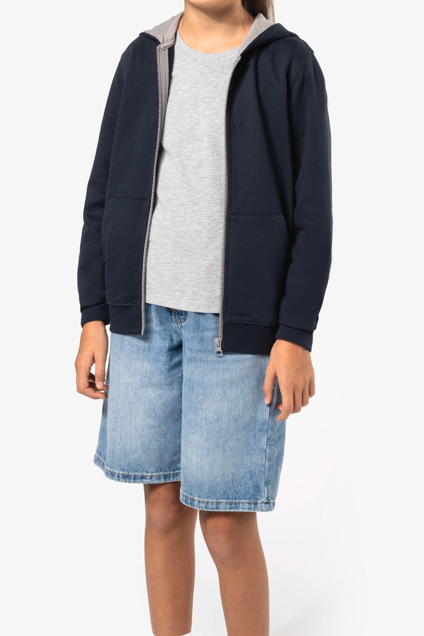 K486 - Felpa bambino con cappuccio full zip