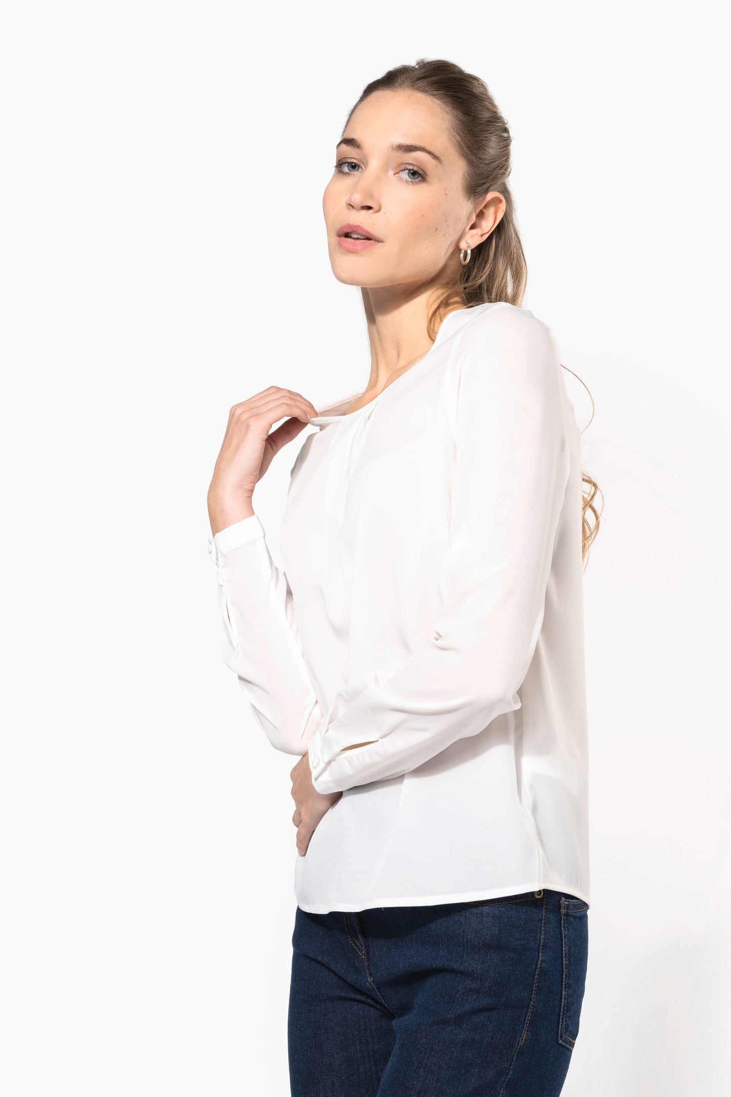 K5003 - Blusa donna crêpe manica lunga