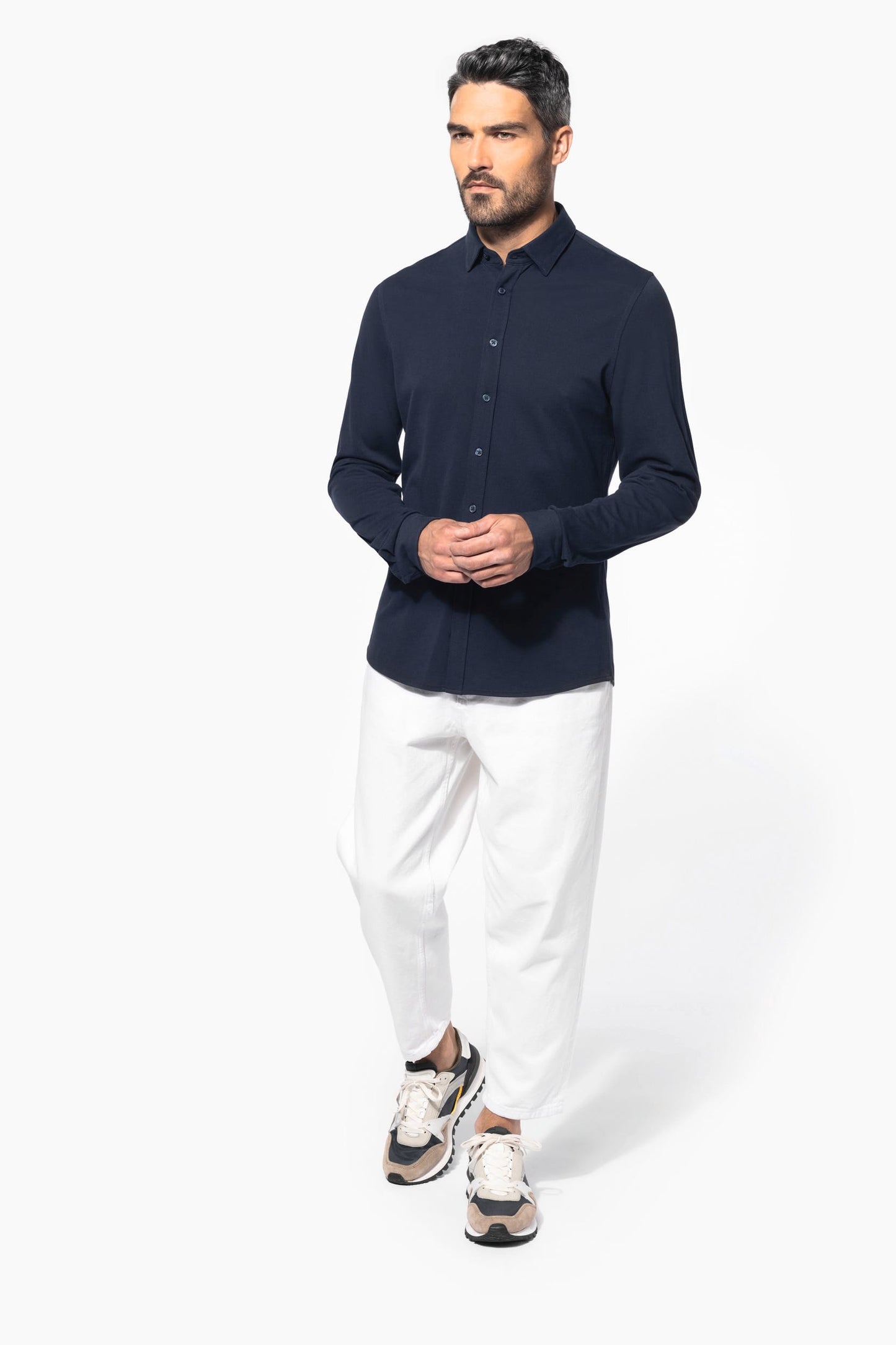 K508 - Camicia piqué<br/>manica lunga