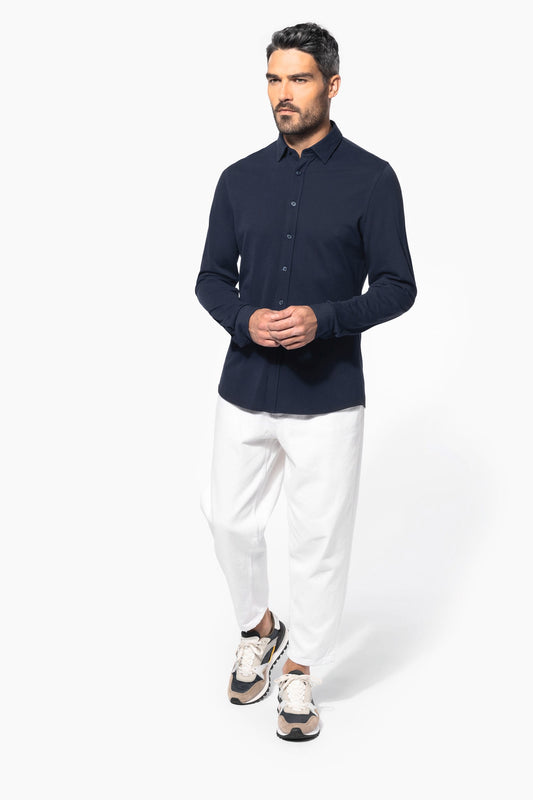 K508 - Camicia piqué<br/>manica lunga